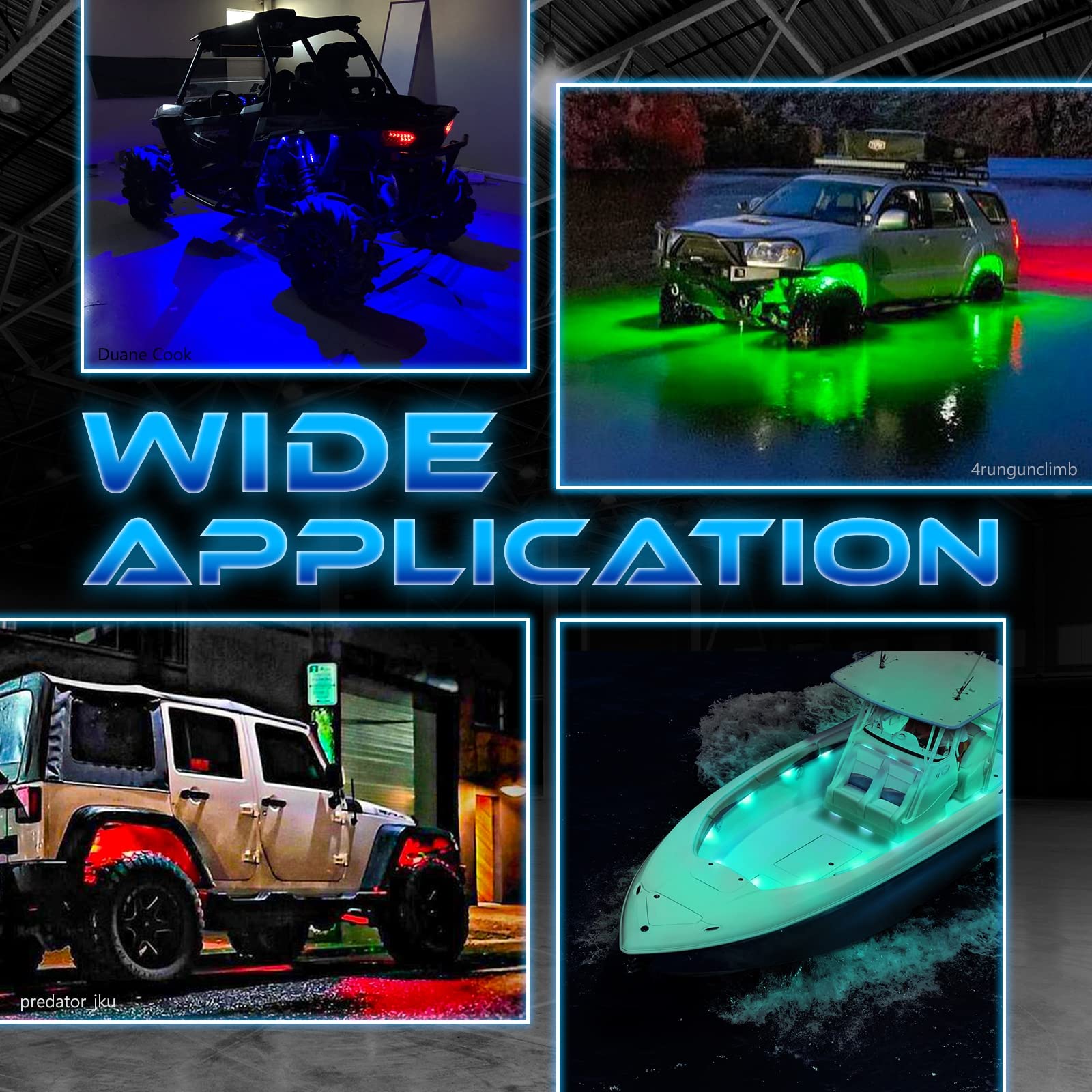 OPT7 Quantum RGBW LED Rock Lights with Remote Control - 4 Pods Wide Angle Multicolor Neon Underglow Lighting Kit with Extension Wire, IP68 Waterproof for Offroad Vehicles, Trucks, Jeeps, RZR, ATV, UTV, SUV - Perfect for Night Off-Roading, Car Shows & Custom Vehicle Lighting