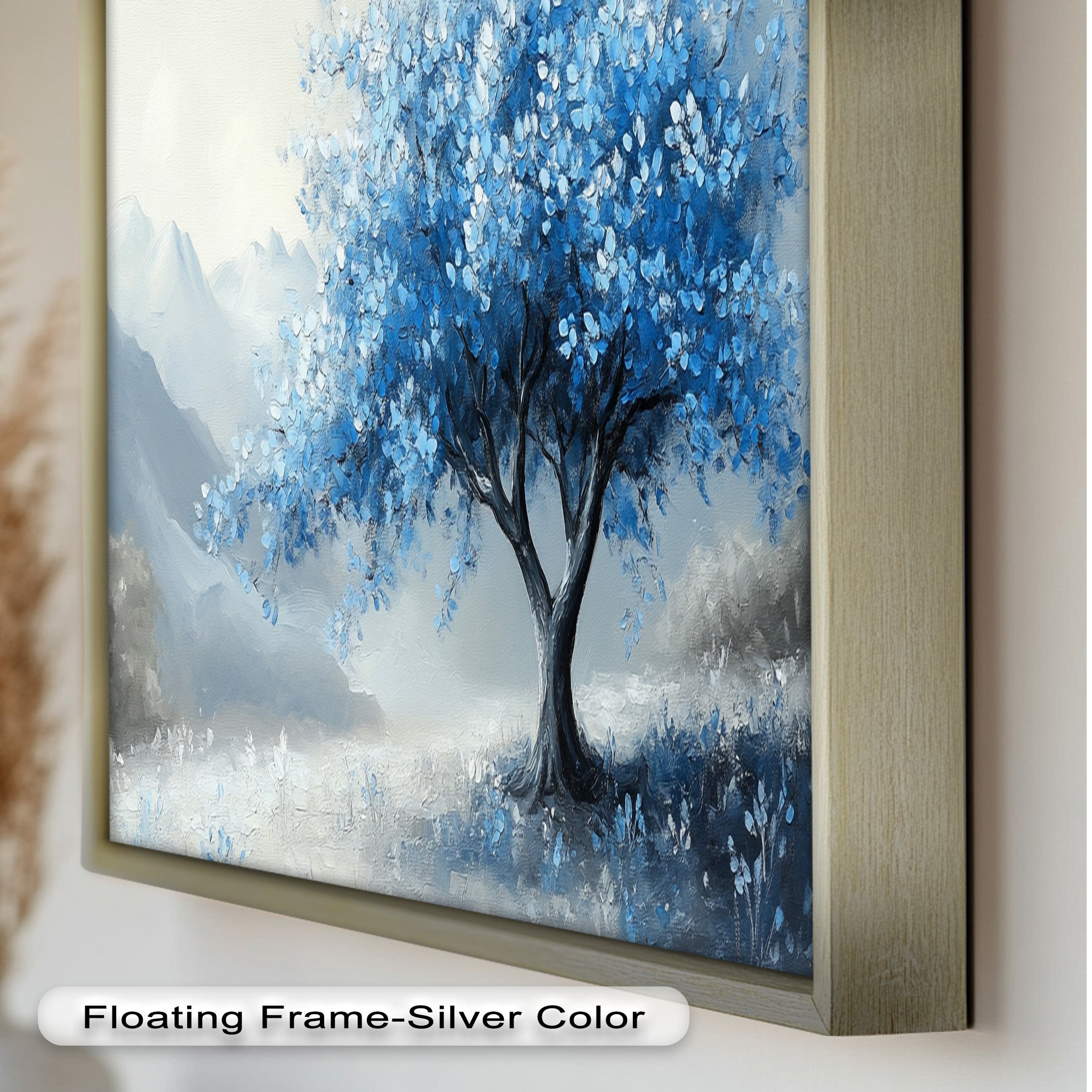 Blue Tree Landscape Oil Painting - Handmade Canvas Art for Home & Office Decor, Living Room Wall Art, Gift Idea