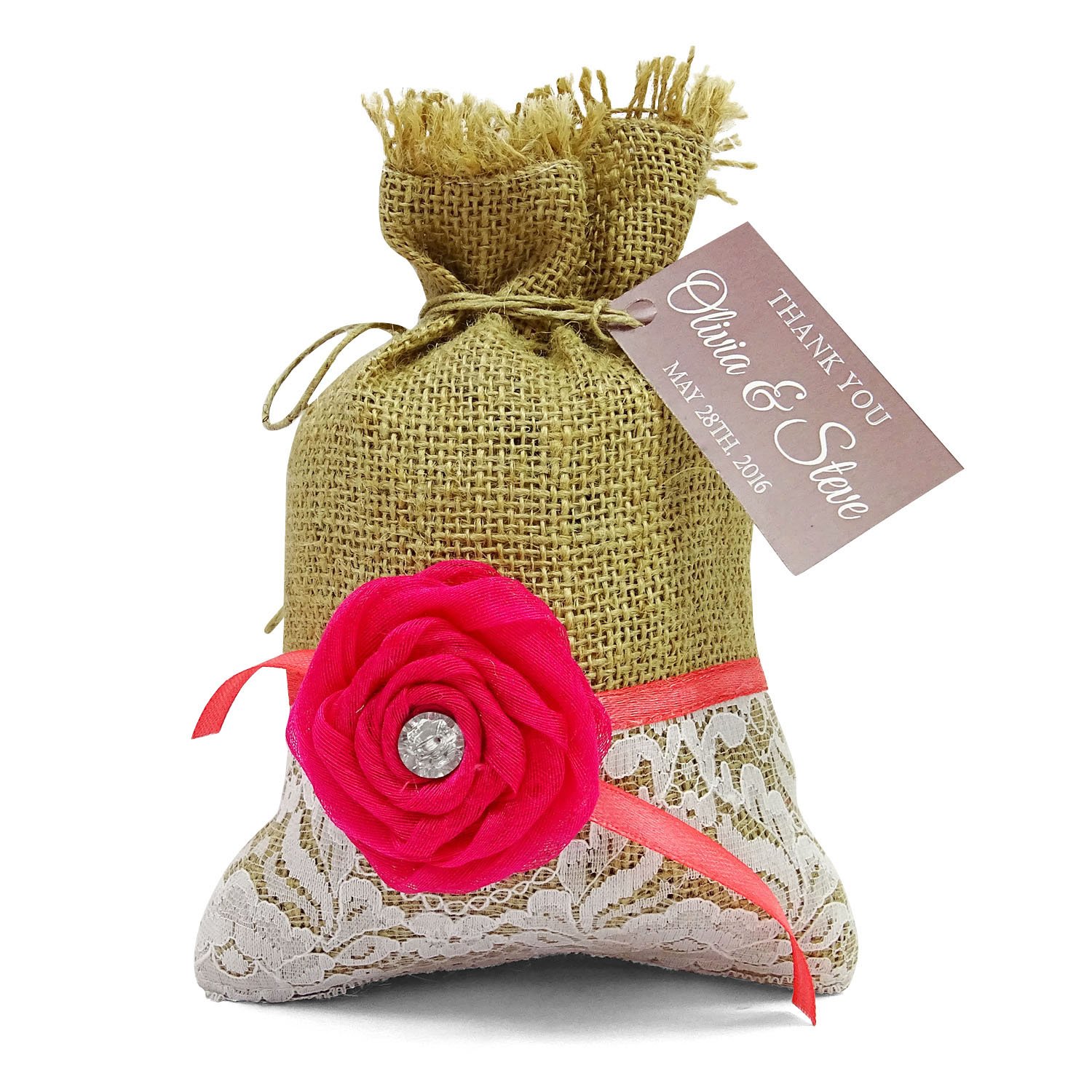 20 Personalized Rustic Jute Favor Bags 4