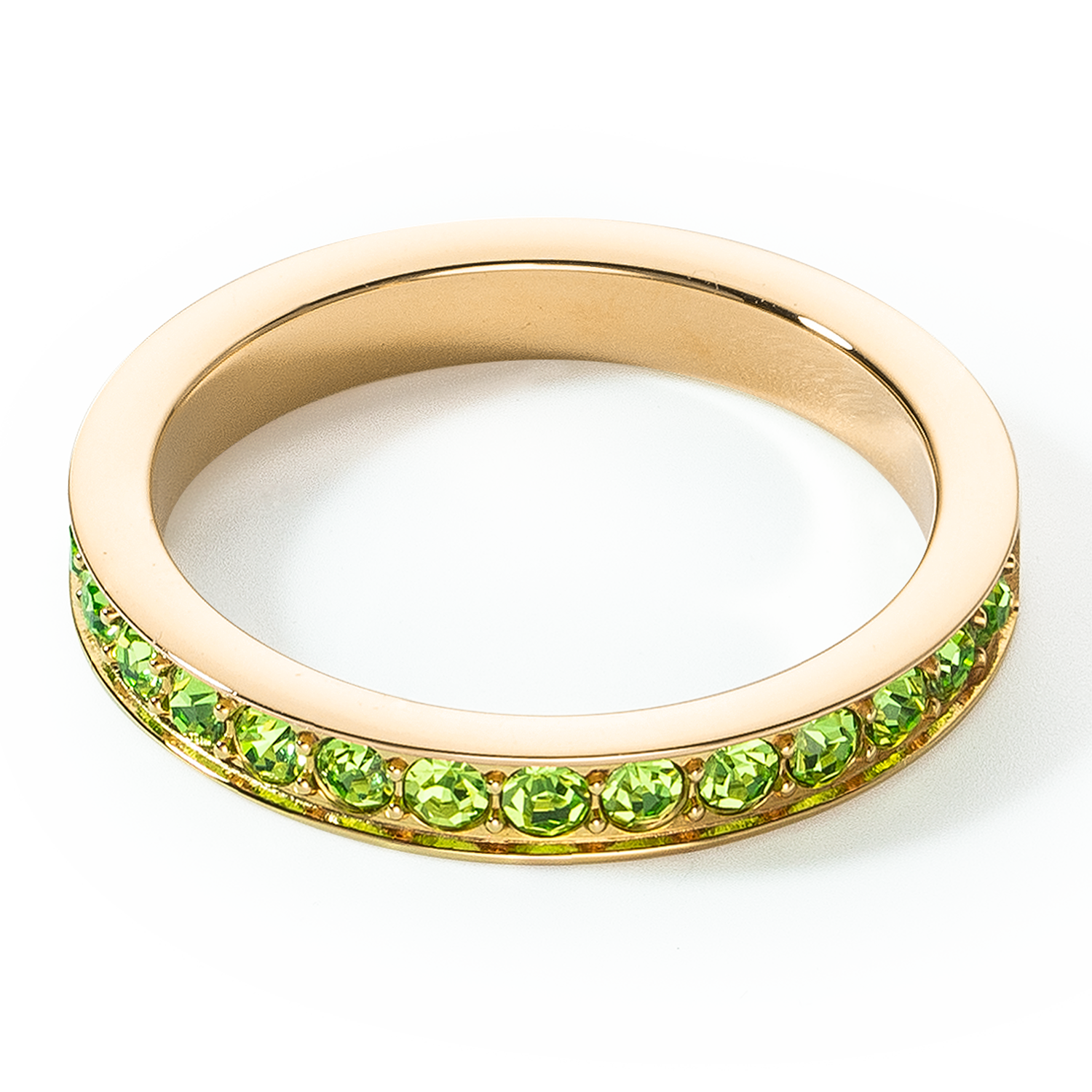 Stainless Steel Crystal Ring - Elegant Slim Gold Green Band for Women | Perfect for Weddings, Parties & Everyday Wear