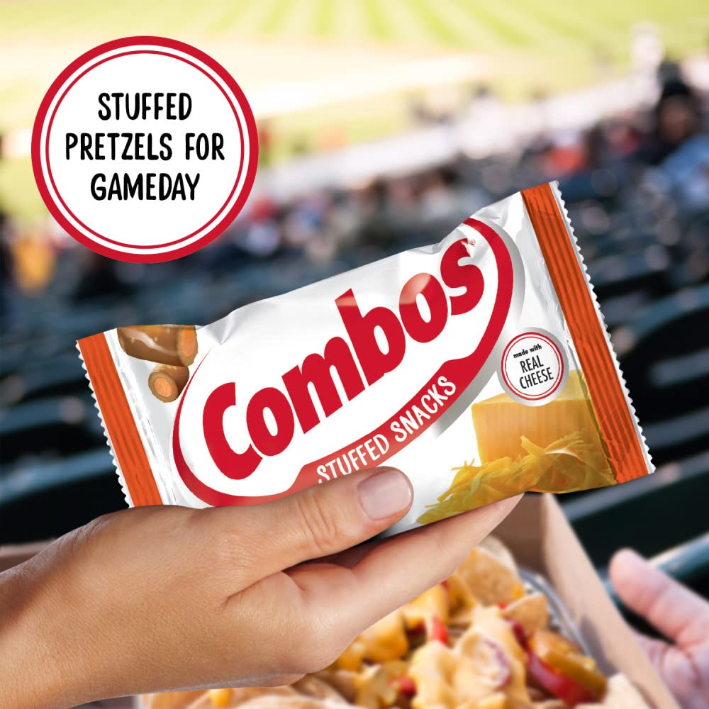 COMBOS Baked Cheddar Cheese & Pretzel Snacks - 1.8oz Bags (Pack of 18) | Crunchy Cheese-Filled Pretzel Bites for Office, School & Road Trips | Bulk Snack Box