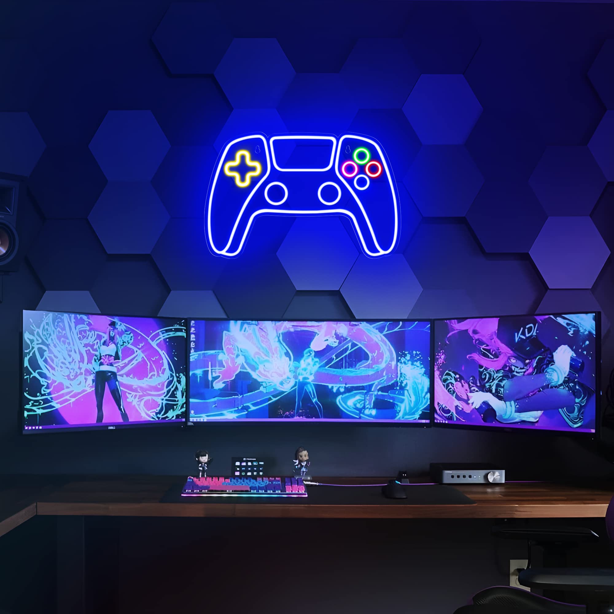 Kavaas Gamer Neon Sign - LED Neon Controller Wall Art for Gaming Room Decor - Cool Gaming Neon Light for Teen Boys Bedroom - Perfect Gamer Gift for Teenagers & Kids - Ideal for Game Room, Man Cave & Esports Themed Parties