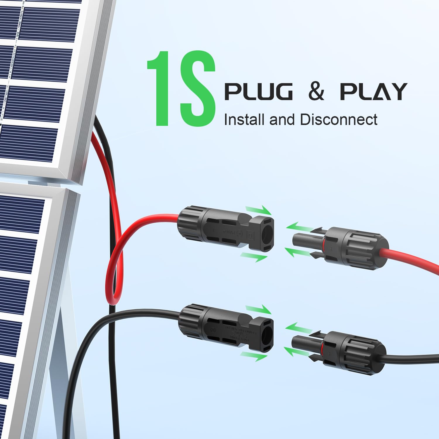 1 Pair Solar Y Branch Parallel Adapter Cable - MC4 Connector for Solar Panels - Weatherproof Solar Panel Extension Wire for RV, Boat & Off-Grid Systems
