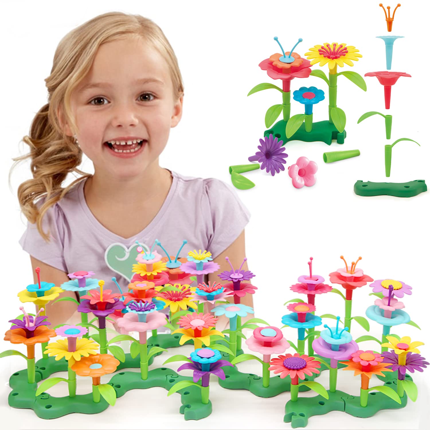 POMIKU Flower Toy - STEM Learning Toy for 3 Year Old Girls & Boys - Color Sorting, Stacking Educational Gift for Toddlers - Perfect for Preschool Classroom, Birthday Gifts & Nature Exploration Activities