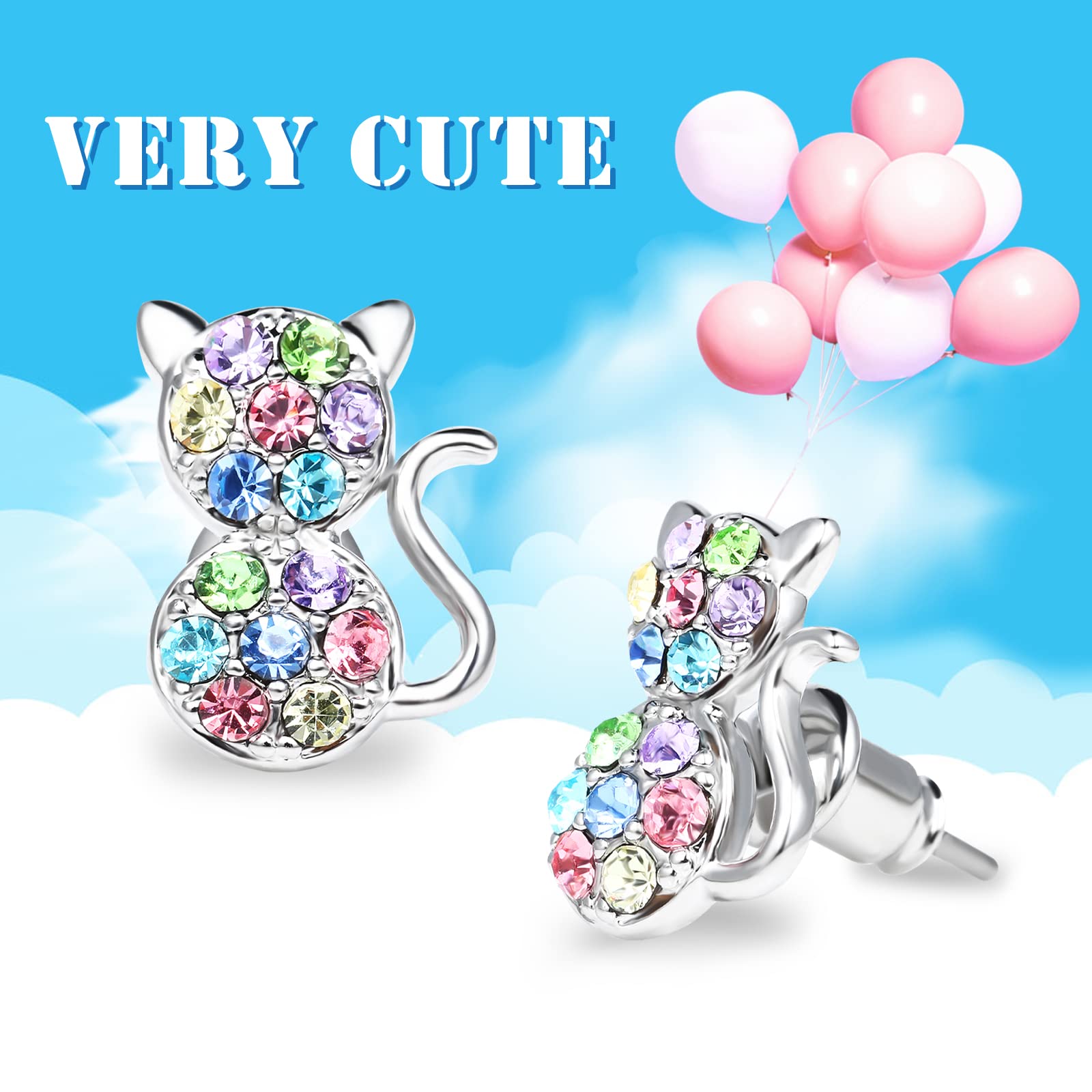 Stylish Silver Cat Earrings for Women & Girls - Cute Stud Earrings for Cat Lovers | Perfect Teen Jewelry Gift for Birthdays & Everyday Wear