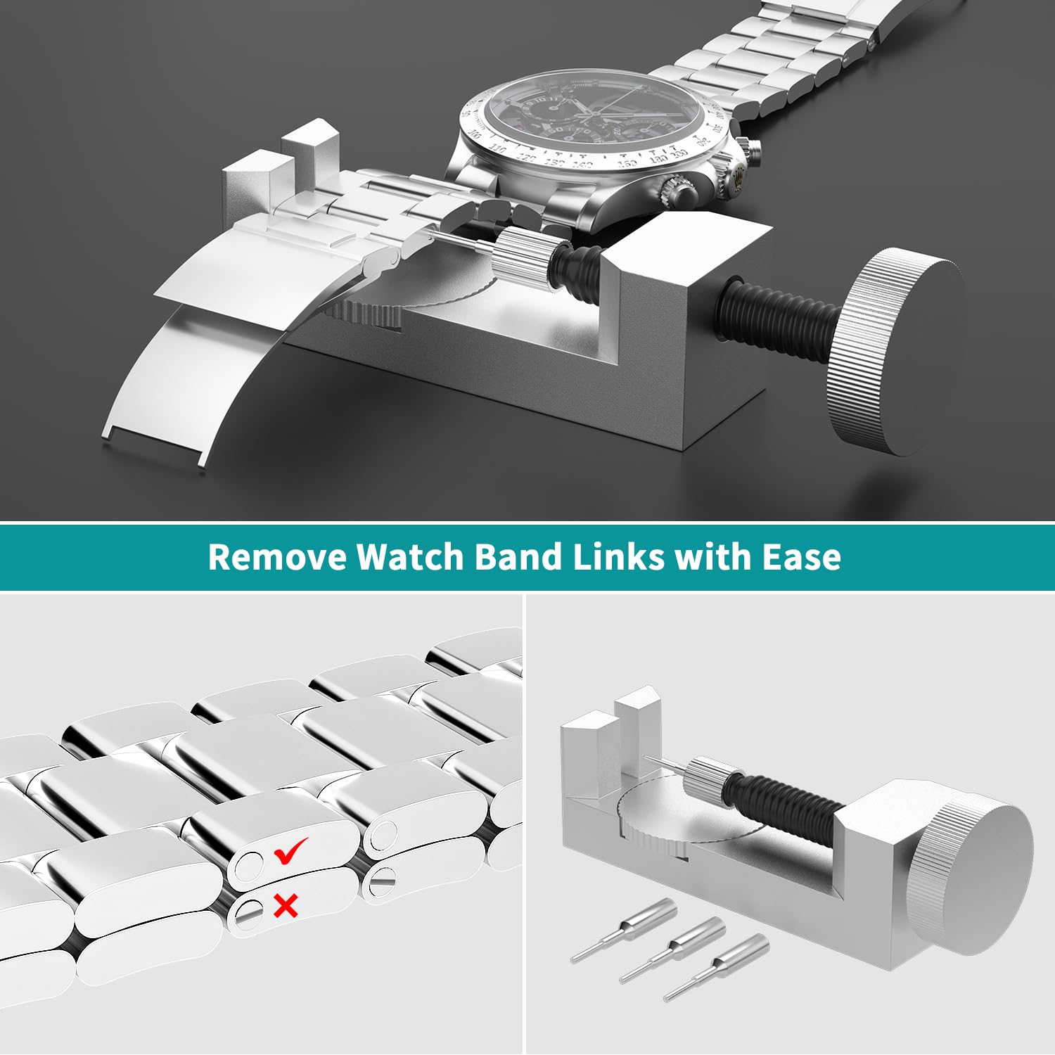 BYNIIUR Watch Link Removal Kit - Adjust & Resize Watch Bands Easily for DIY Watch Repair