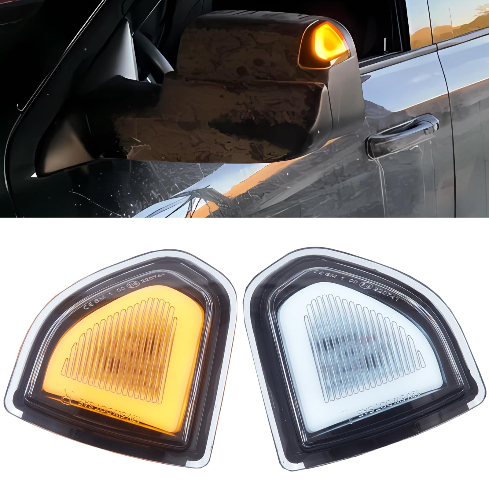 Switchback LED Side Mirror Turn Signal & Running Light Replacement for 2010-2021 Dodge Ram 1500, 2010-2018 Ram 2500/3500 - Amber/White Sequential Blinker - Easy Installation & Weatherproof Design (Perfect for Off-Roading, Night Driving & Custom Upgrades)