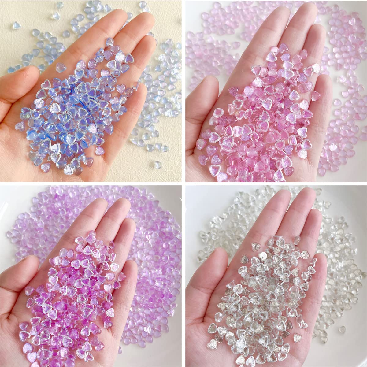 3D Heart Nail Charms 80PCS - Acrylic Rhinestone Nail Art Decorations, Shining Starry Design DIY Manicure Tips for Women Girls, Valentine's Day Bridal Party Nail Jewelry