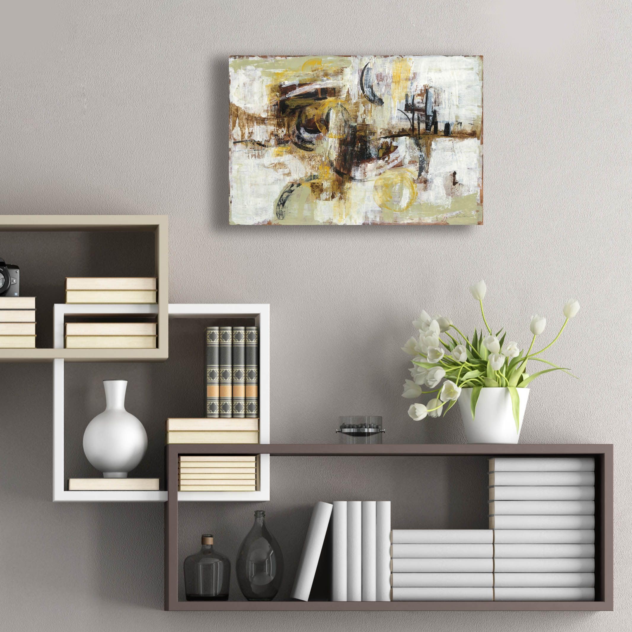 Silvia Vassileva Graffiti Wall III Acrylic Glass Wall Art - 24x16 Inches Modern Abstract Painting for Living Room, Bedroom & Office Decor