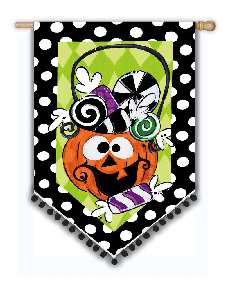 Halloween Candy Jack House Flag - Spooky Outdoor Decor for Halloween Party & Front Yard Decoration