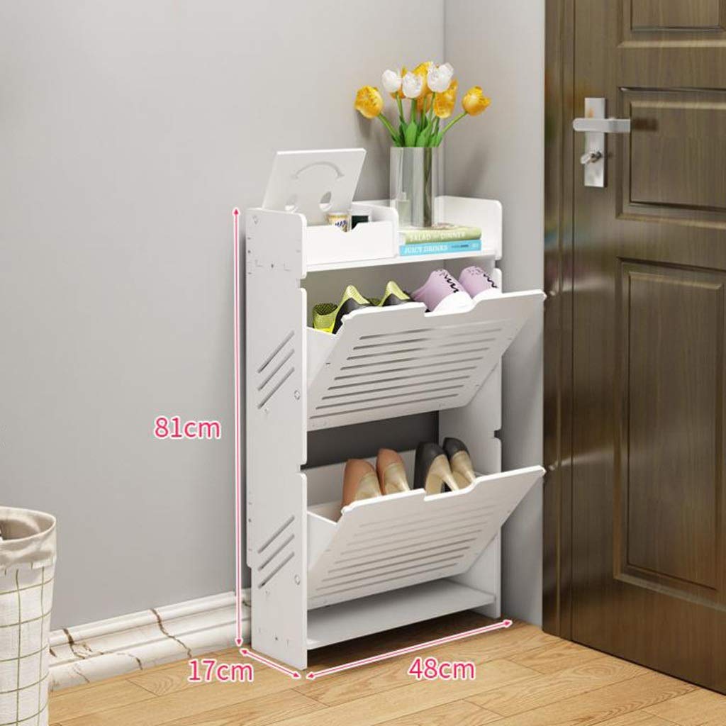 Vintage White Shoe Rack with Hollow Out Design - Shabby Chic Shoe Storage Organizer, 48 x 18 x 81cm - Perfect for Entryway, Closet & Bedroom Organization