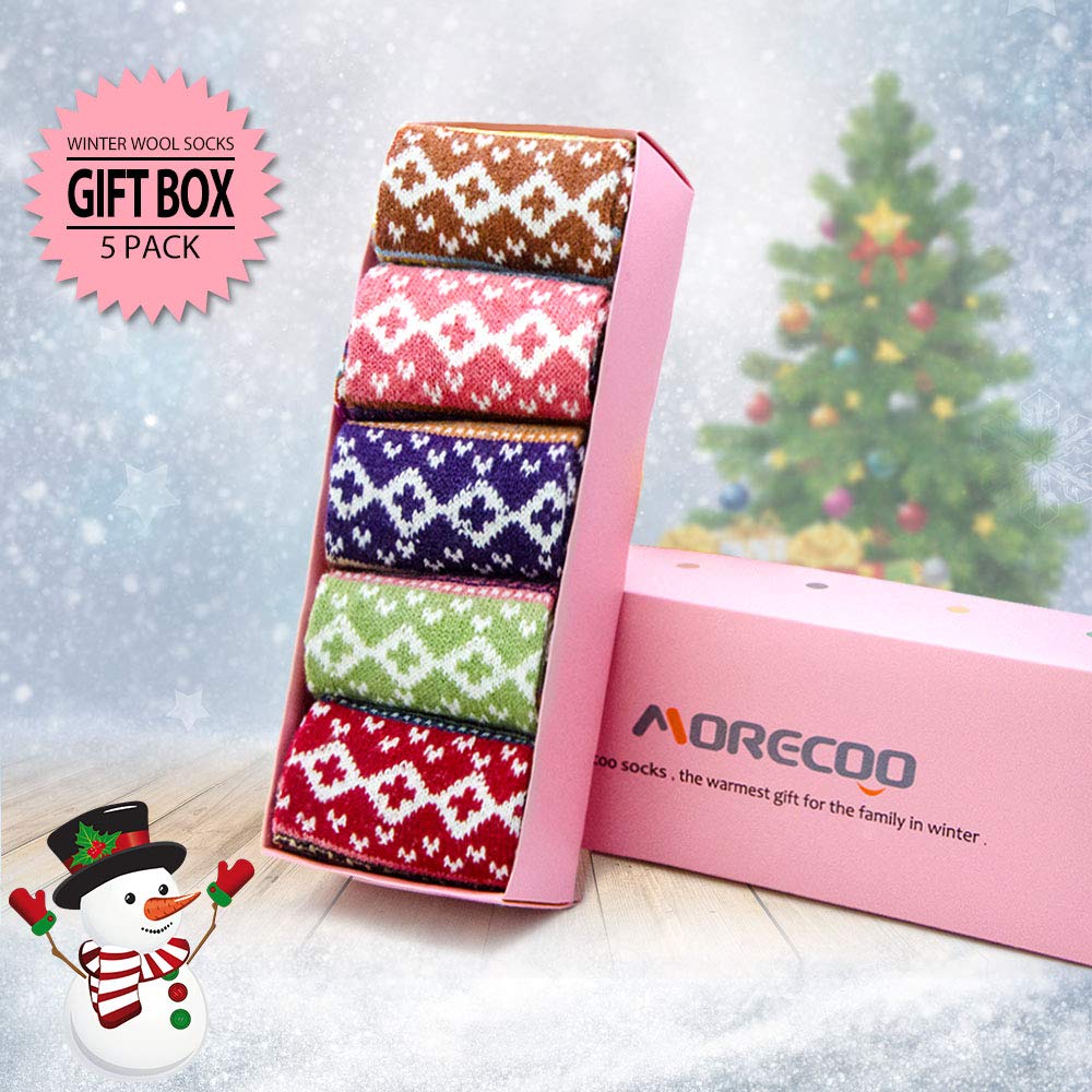 MORECOO Women's Winter Socks - Thick Wool Soft Warm Cozy Crew Socks for Women | Christmas Gifts & Stocking Stuffers | Perfect for Cold Weather, Home & Office Comfort