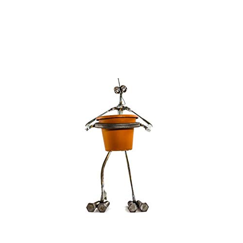 Handmade Welded Metal Art Grobot Robot Plant Holder - Unique Industrial Decor for Home, Office & Garden