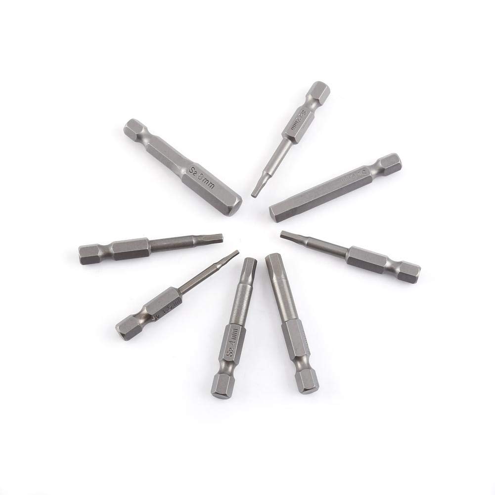 50mm 1/4 Inch Hex Shank Magnetic Hex Head Screwdriver Bits Set (8pcs) - H1.5 to H8 Sizes for Electric Drivers & Hand Tools - Perfect for DIY Projects, Furniture Assembly & Home Repairs