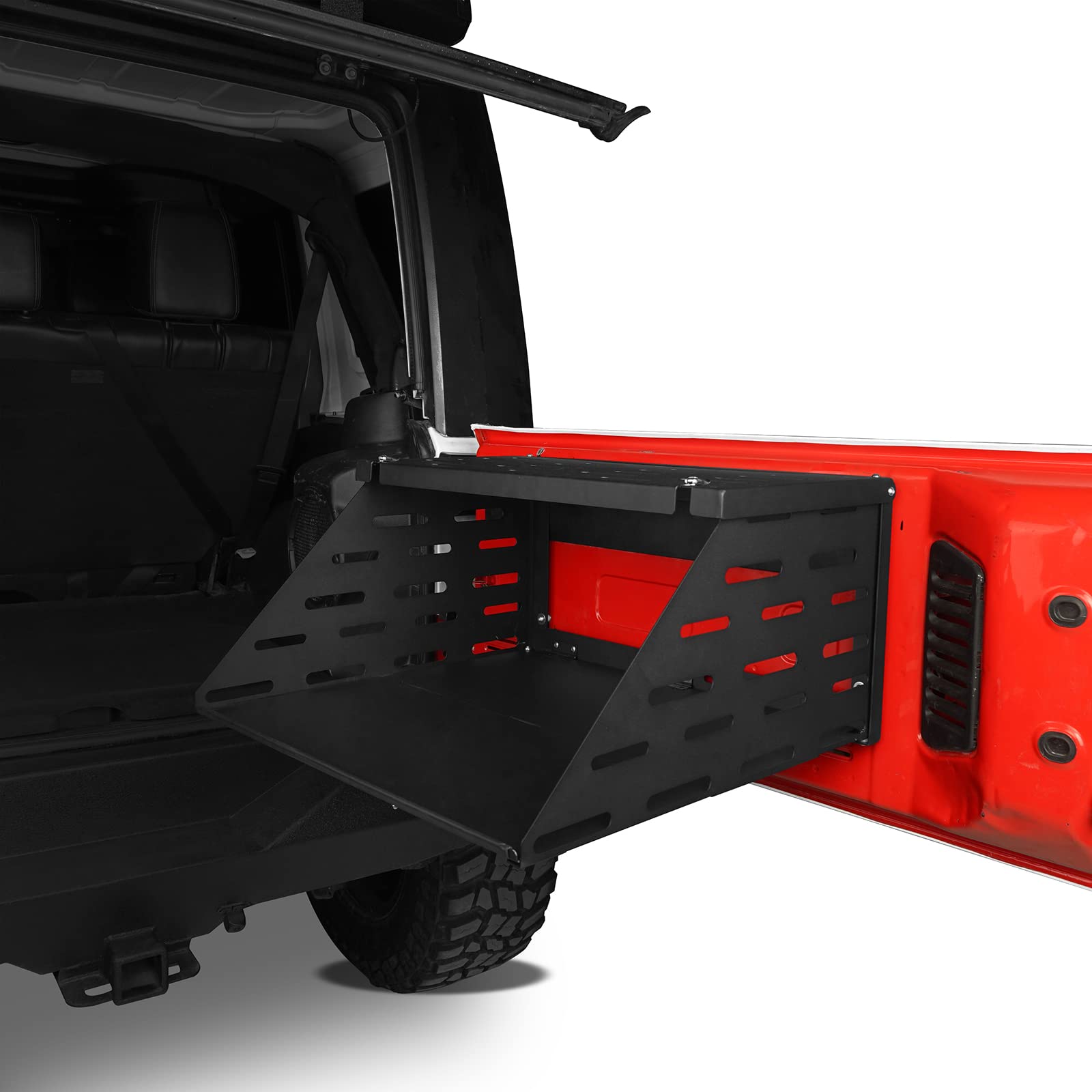 u-Box Wrangler Tailgate Table - 2-Tier Foldable Cargo Desk Storage for Jeep Wrangler JK & JL & Unlimited (2007-2025) - Perfect for Camping, Tailgating & Outdoor Adventures