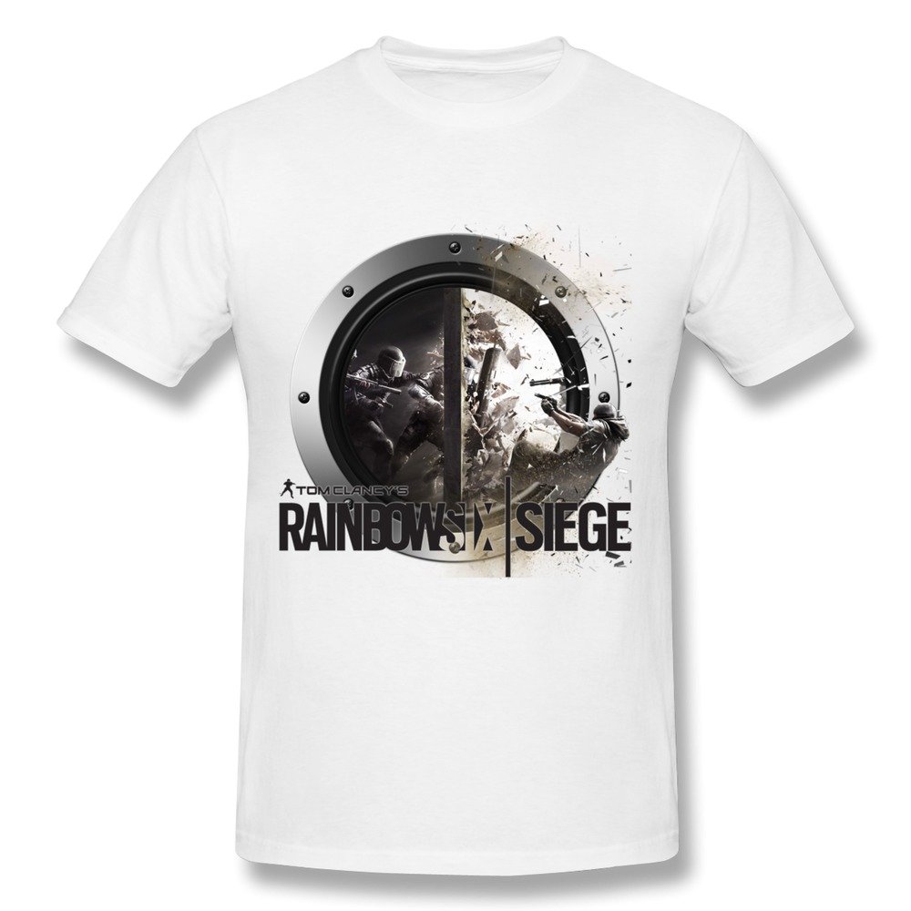 QMY Men's Geek Rainbow Six Siege Graphic T-Shirt - XXL White | Gaming Tee for Fans | Perfect for Cosplay, Gaming Events & Casual Wear