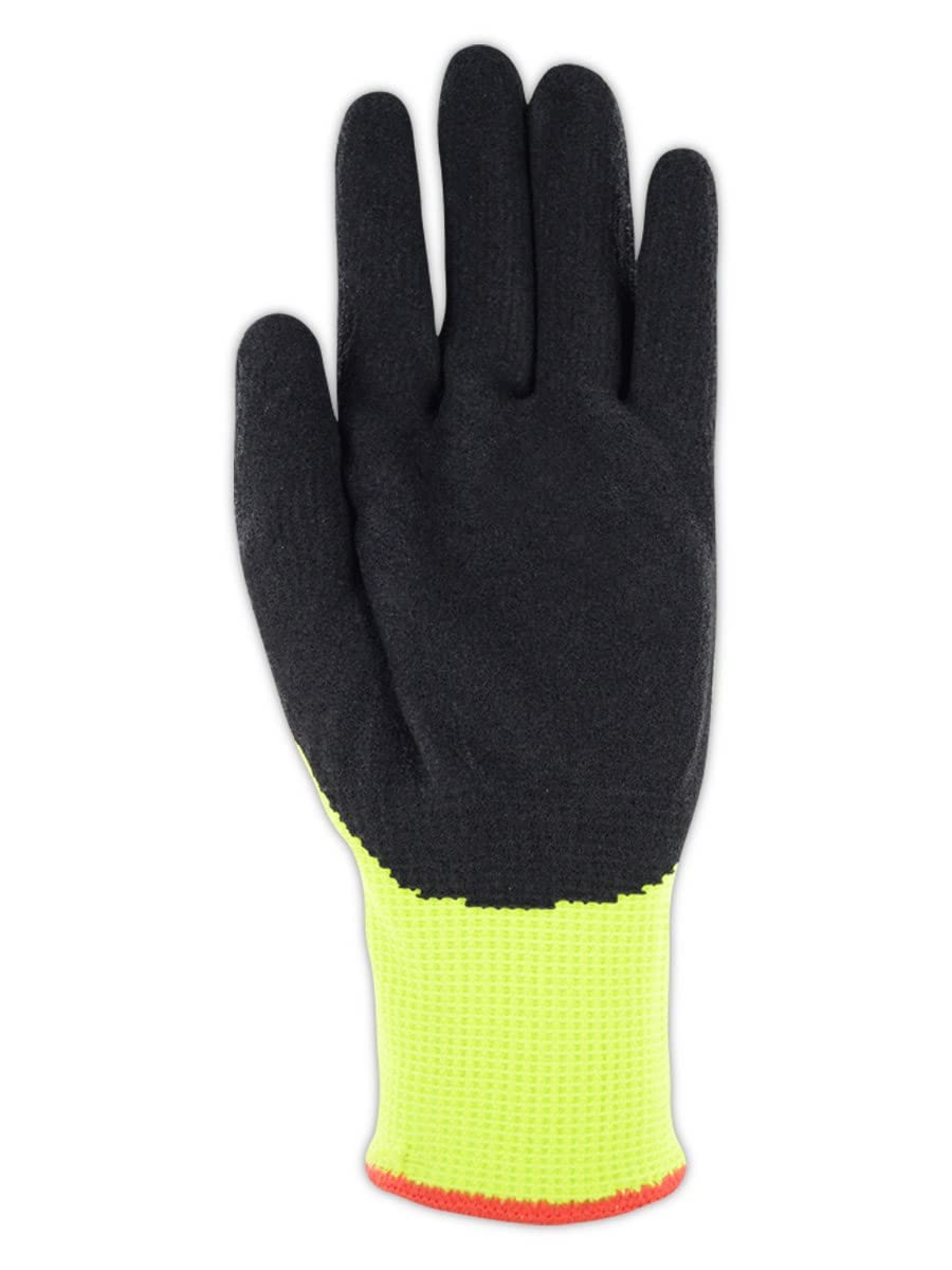 MAGID PPD5206 High-Visibility Nitrile Coated Padded Palm Work Gloves - Durable Safety Gloves for Construction, Warehouse & Outdoor Work