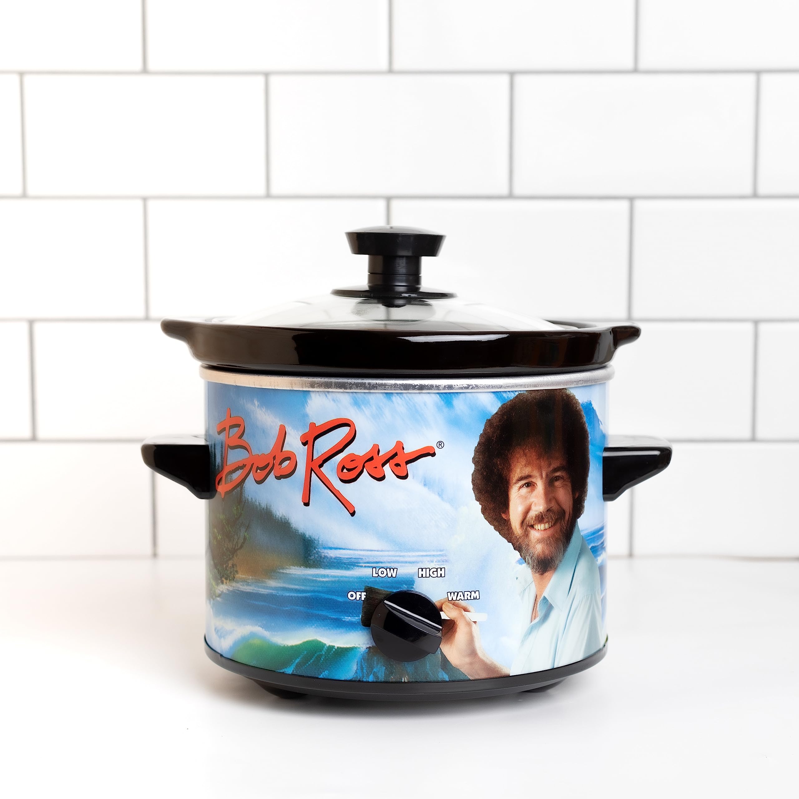 Bob Ross 2 Quart Slow Cooker with Happy Little Tree Design - Perfect for Soups, Stews & Family Dinners | Nostalgic Kitchen Appliance for Fans & Home Cooks