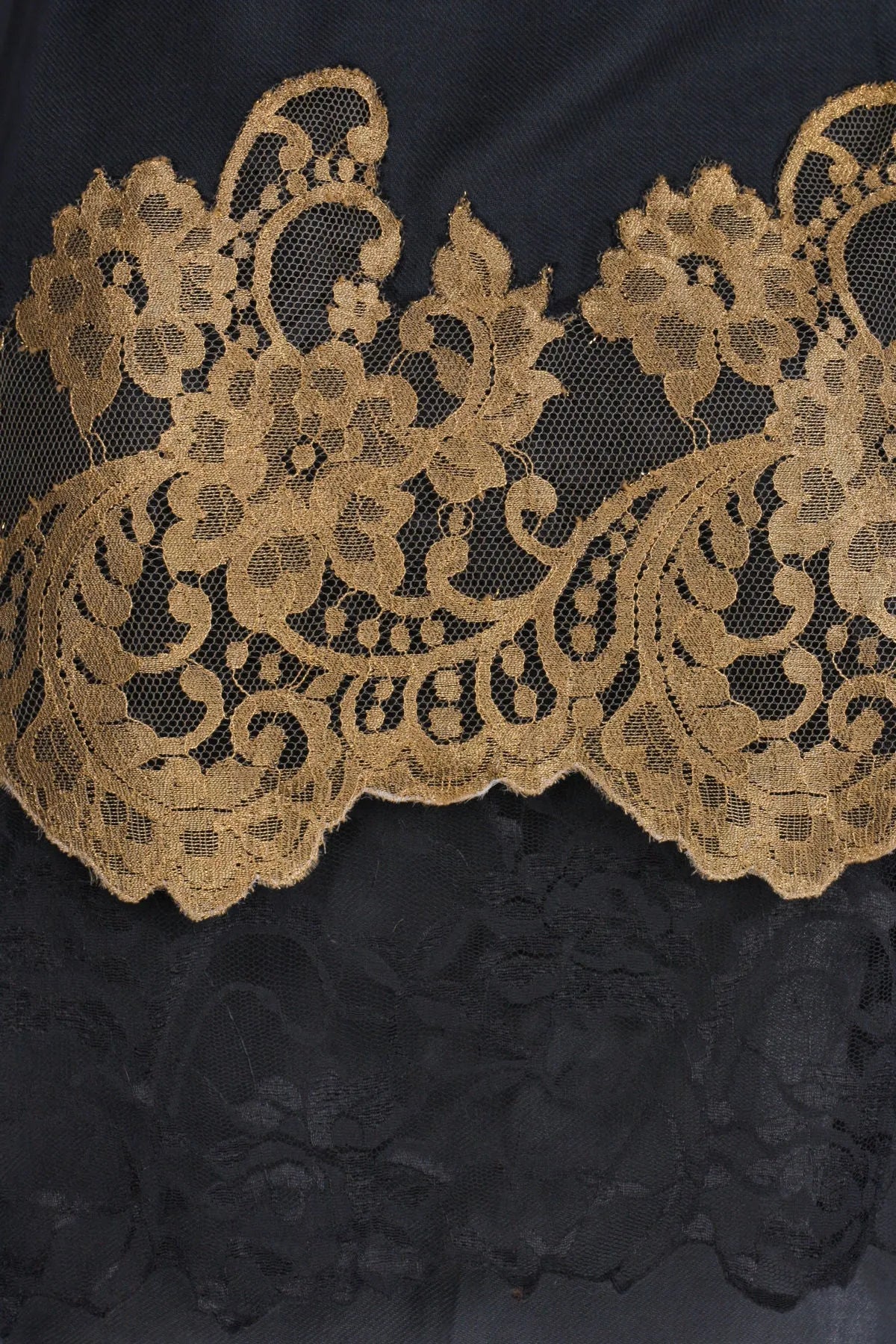 Elegant Black and Gold Lace Scarf for Women - Fashionable Wrap Shawl for Evening Parties, Weddings & Special Occasions