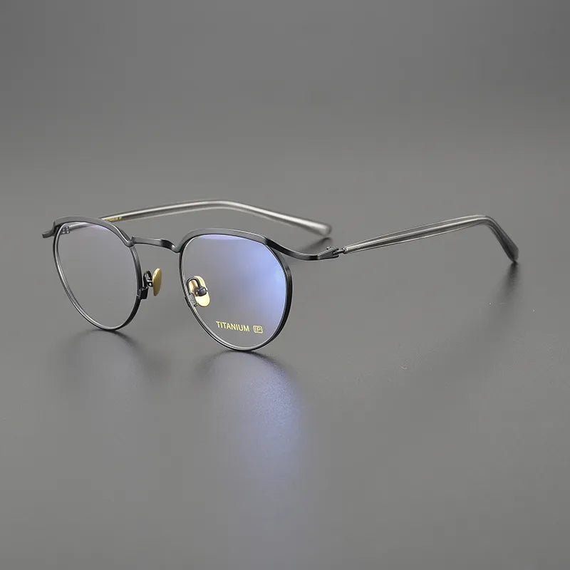 Stylish Black Unisex Full Rim Round Titanium Eyeglasses KV127 - Perfect for Work, Reading & Fashion Accessories