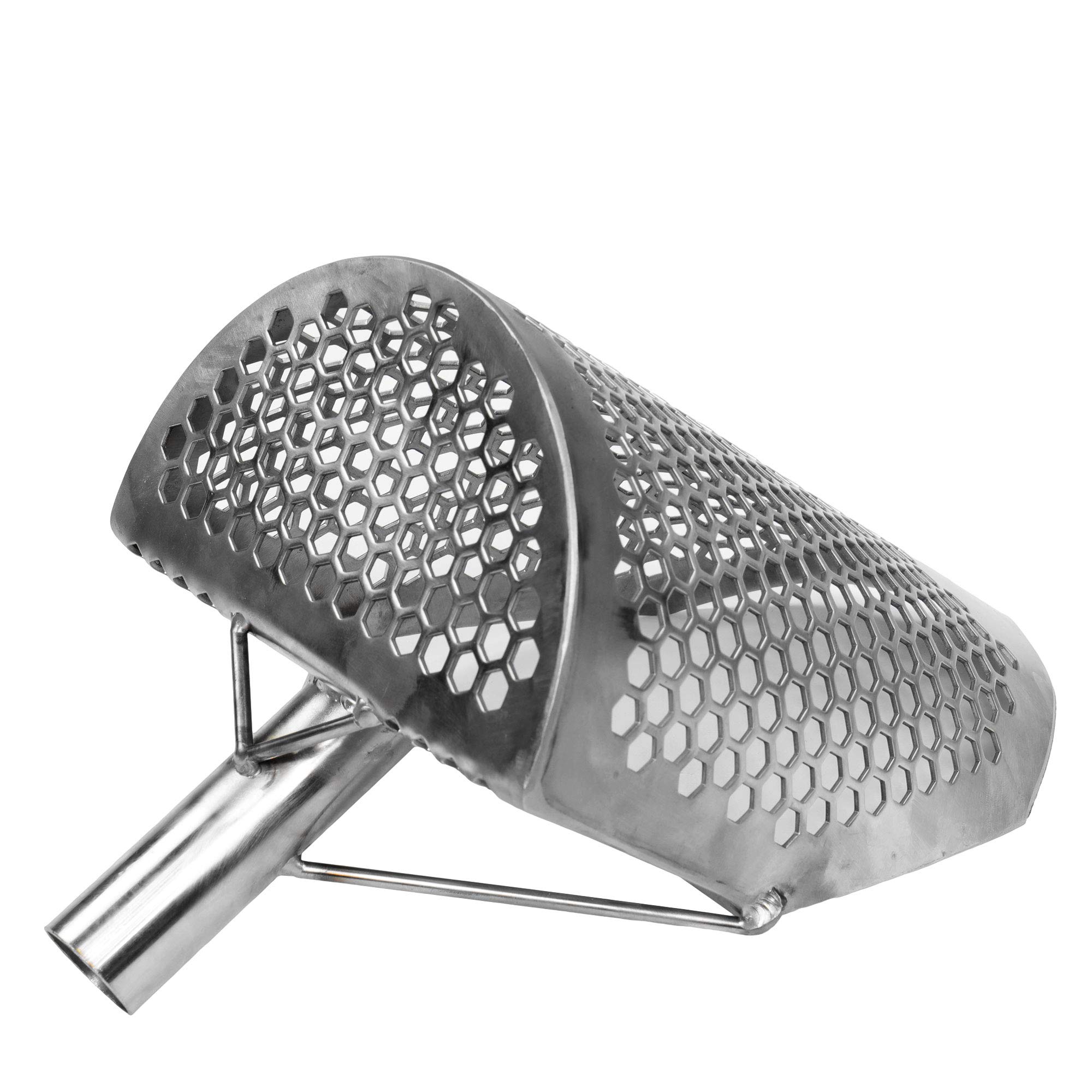Orca 11.5 x 8 Stainless Steel Beach Sand Scoop with 10mm Hex - Carbon Fiber Metal Detecting Tool with Light & Adjustable Handle - Perfect for Treasure Hunting, Beach Combing & Outdoor Adventures