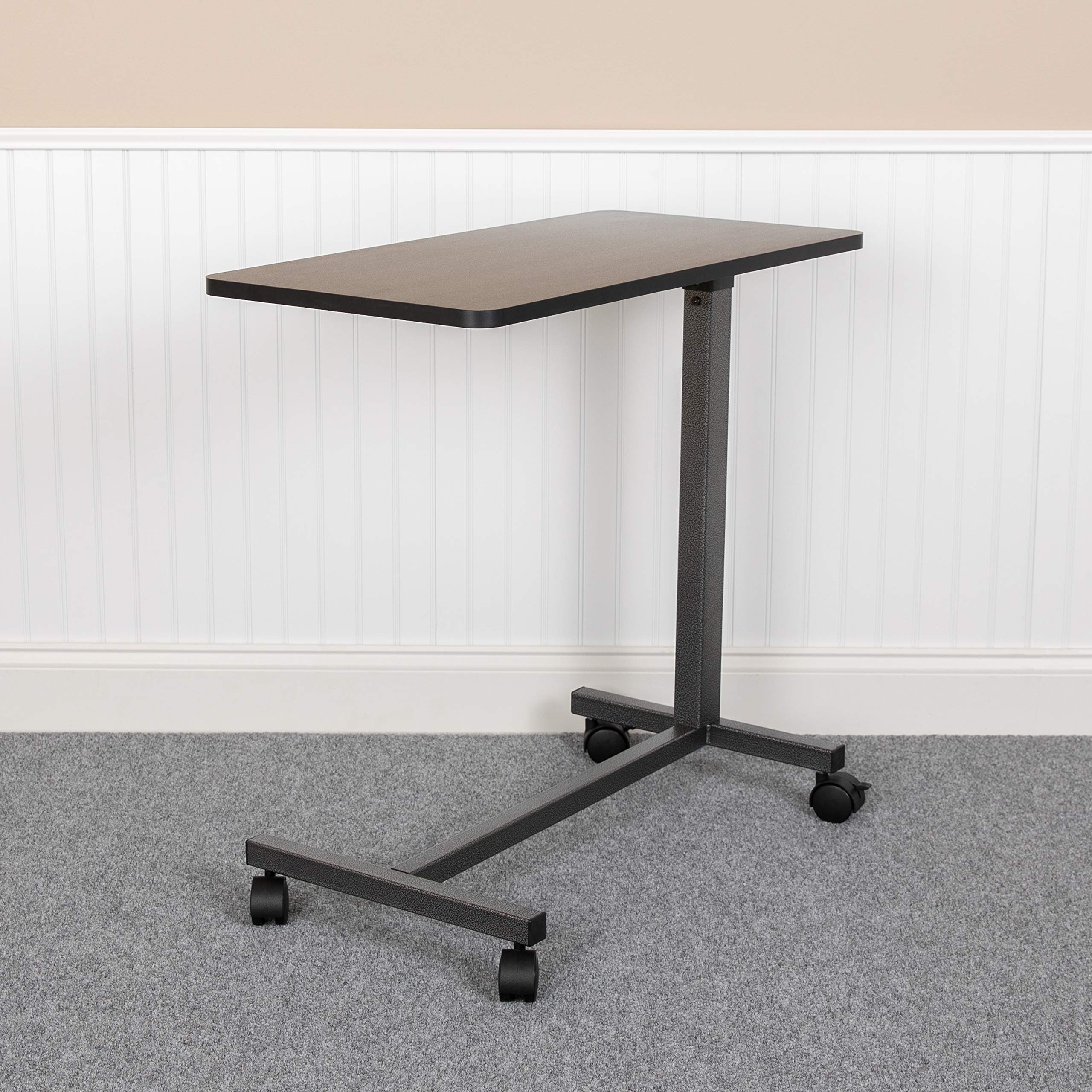 Adjustable Overbed Table with Wheels - Rolling Bedside Table for Home & Hospital Use - Perfect for Eating, Working, or Reading in Bed - EMMA + OLIVER