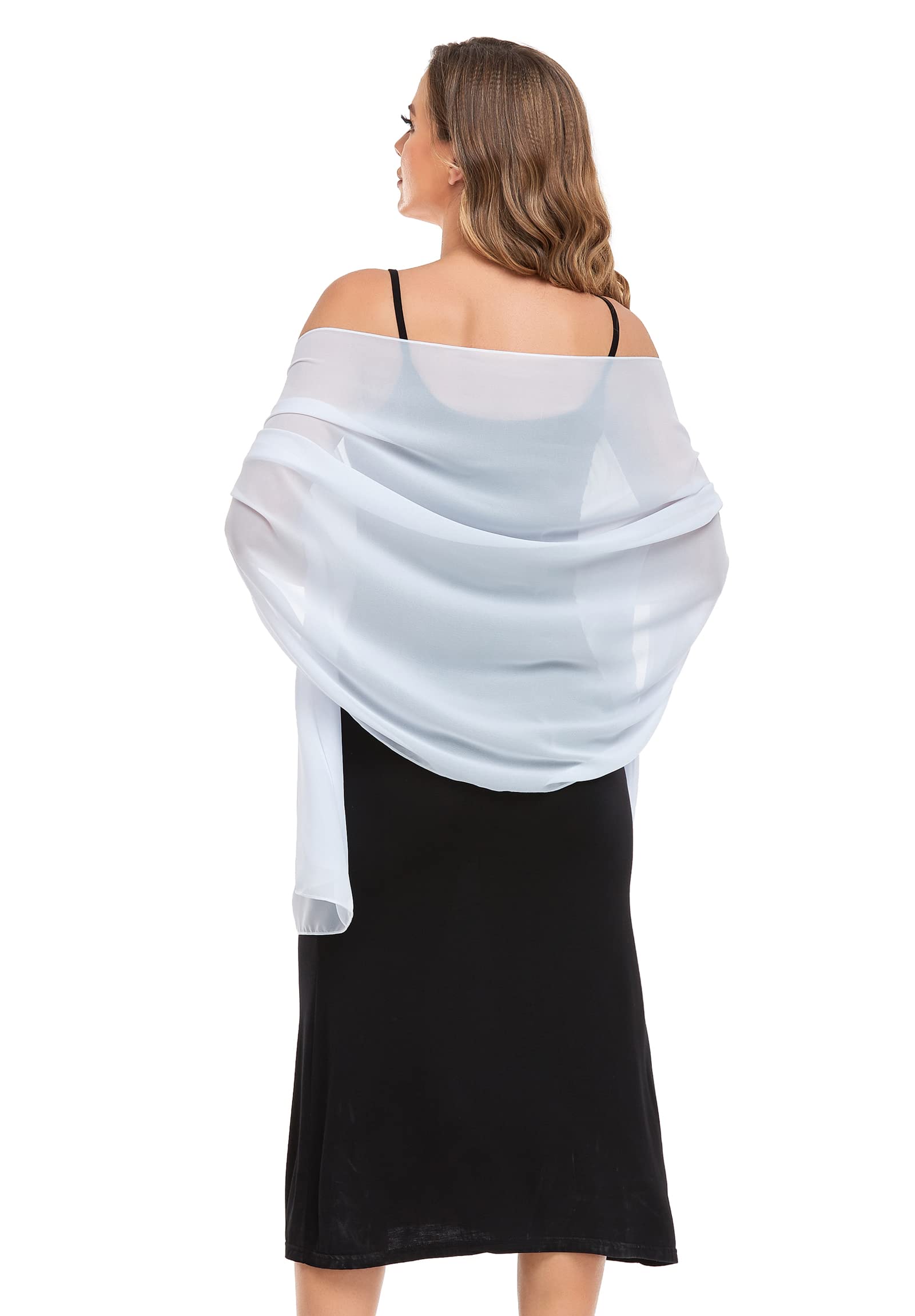 Elegant Sheer Chiffon Shawl Wrap for Women - Soft Silky Bridal Scarf for Wedding & Evening Dresses | Perfect for Formal Events, Date Nights & Special Occasions