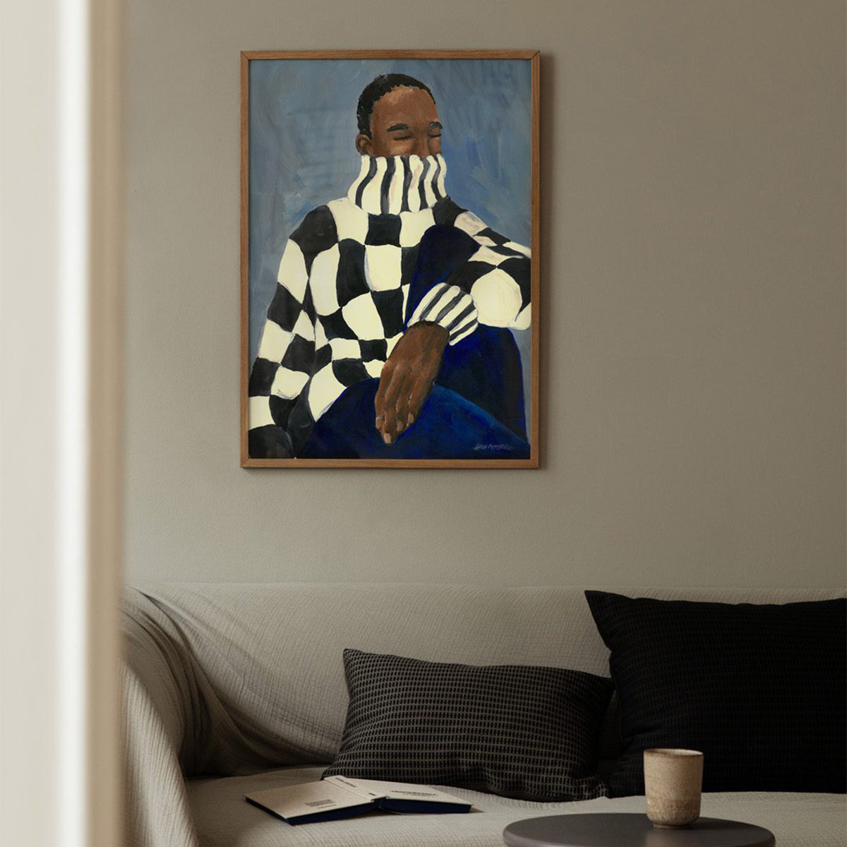 The Poster Club Check Art Print - Modern Abstract Wall Decor for Living Room, Bedroom & Office | Framed Canvas Painting for Home & Office Decor