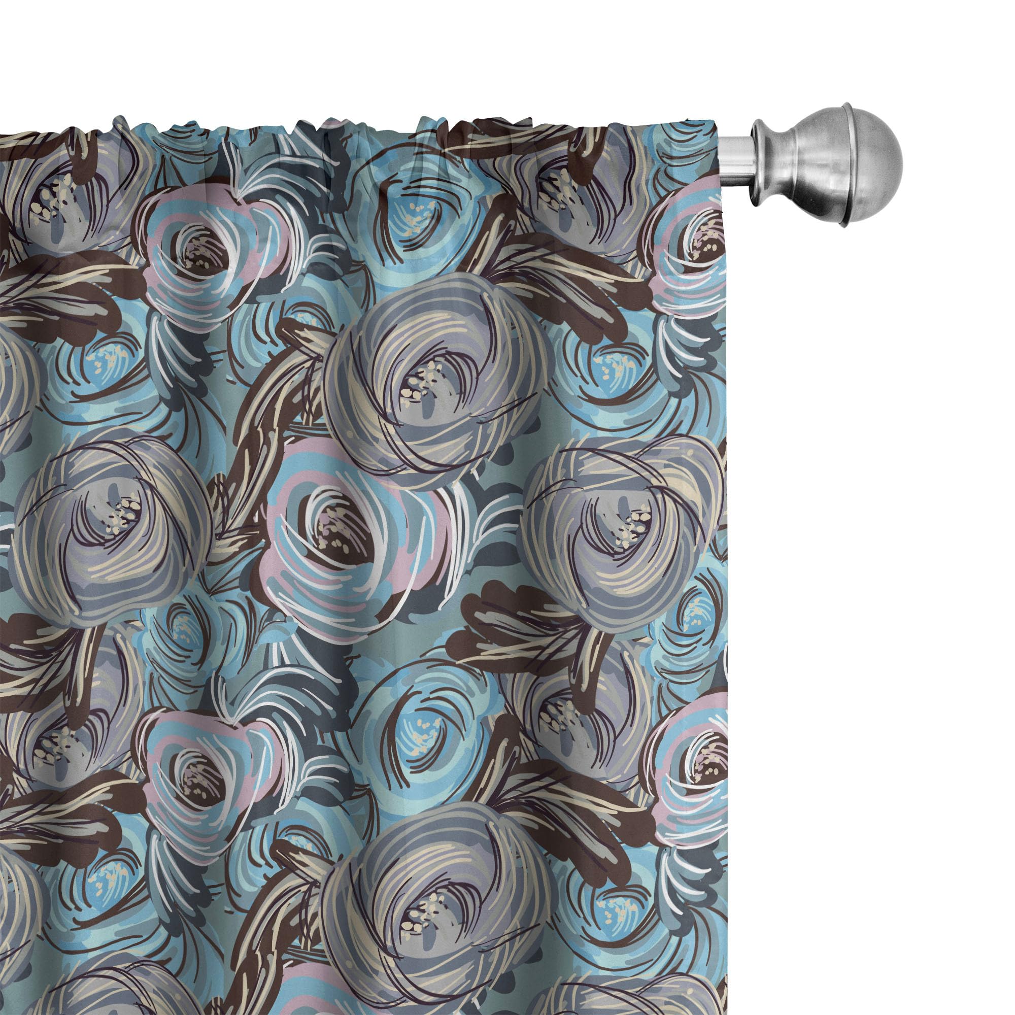 Ambesonne Floral Window Curtains - 2-Panel Set with Rod Pocket, 28