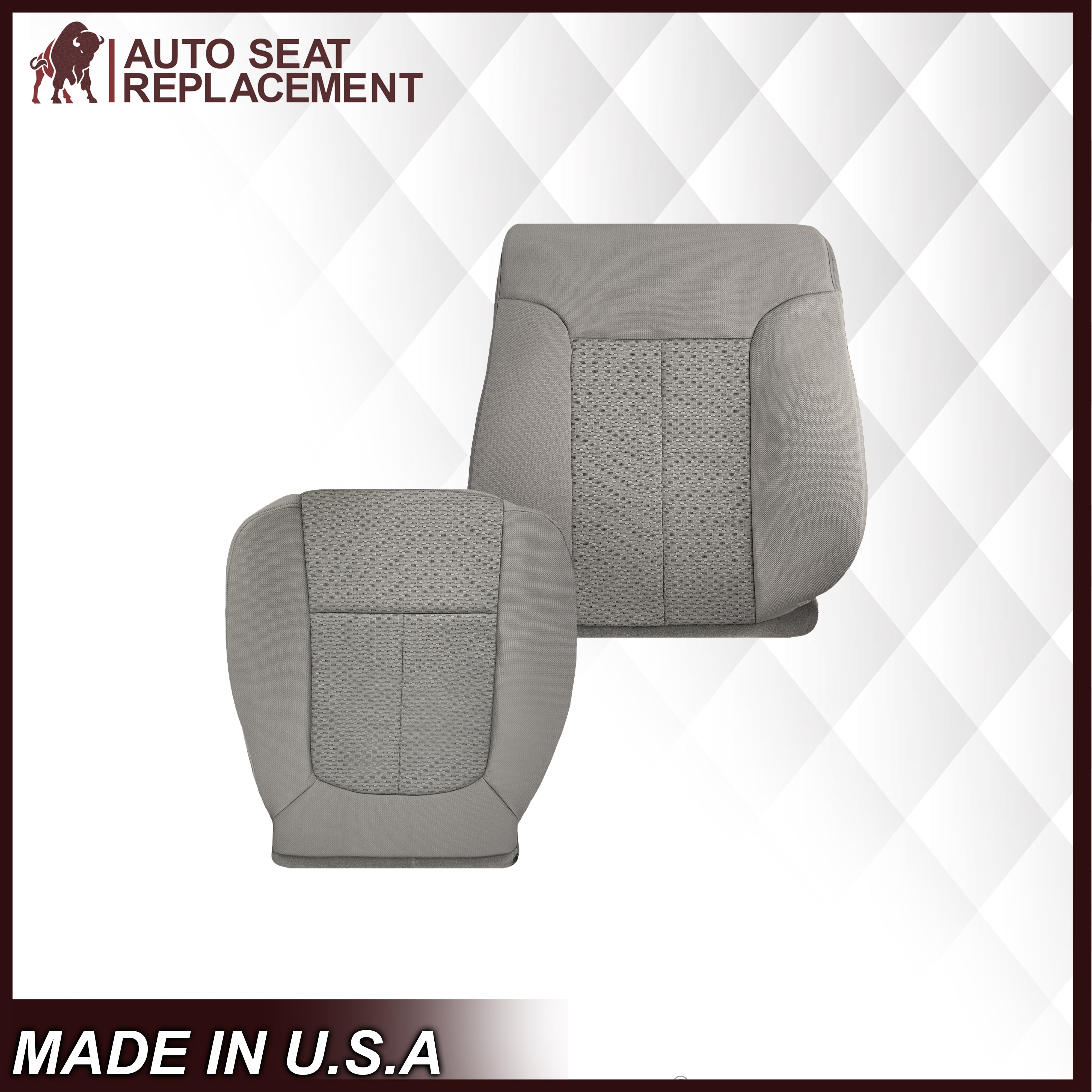 2009-2010 Ford F150 XLT Replacement Seat Covers - Bottom Driver & Passenger Side - Gray Cloth - Perfect for Truck Interior Upgrade & Comfort Enhancement