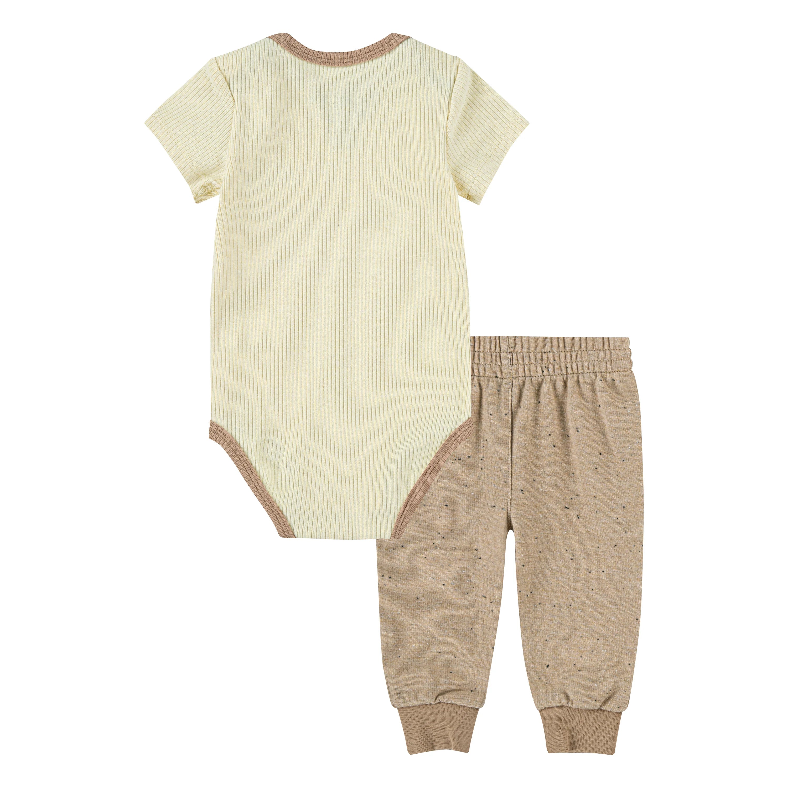 Jordan® 2-Piece Ribbed Bodysuit Set for Baby - Soft Beige Outfit (12-24 Months) | Comfortable Cotton Romper for Playtime & Photo Shoots