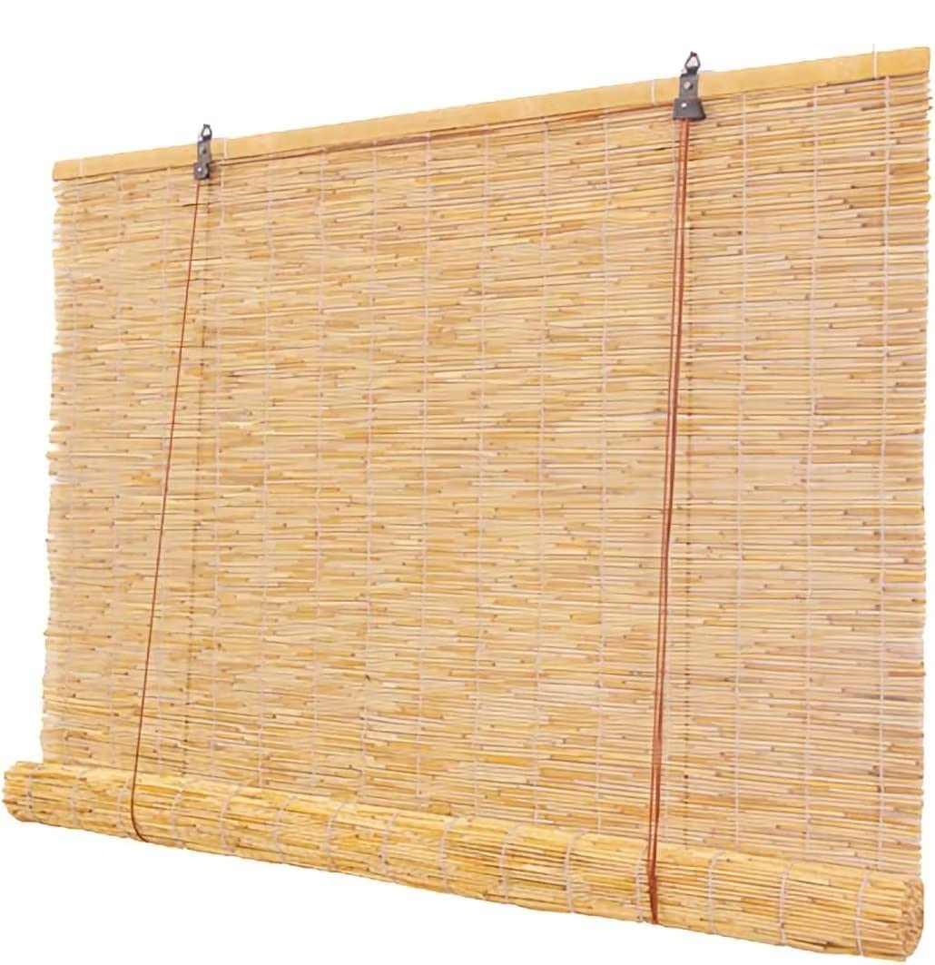 Outdoor Roller Blinds - Natural Reed Shades for Patio & Porch Privacy - 72x79in (WxH) - Easy Install Roman Roller Shutters - Perfect for Backyard, Deck, and Sunroom Sun Protection