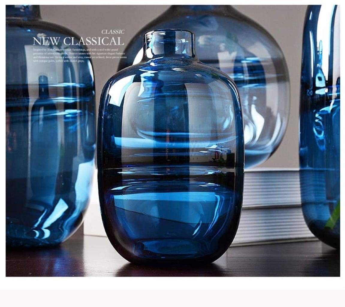 Modern Glass Sculpture Vase - Creative Blue Tabletop Flower Vase for Living Room Decor | Handmade Glass Craft | Home & Office Decoration | Perfect for Floral Arrangements & Centerpieces