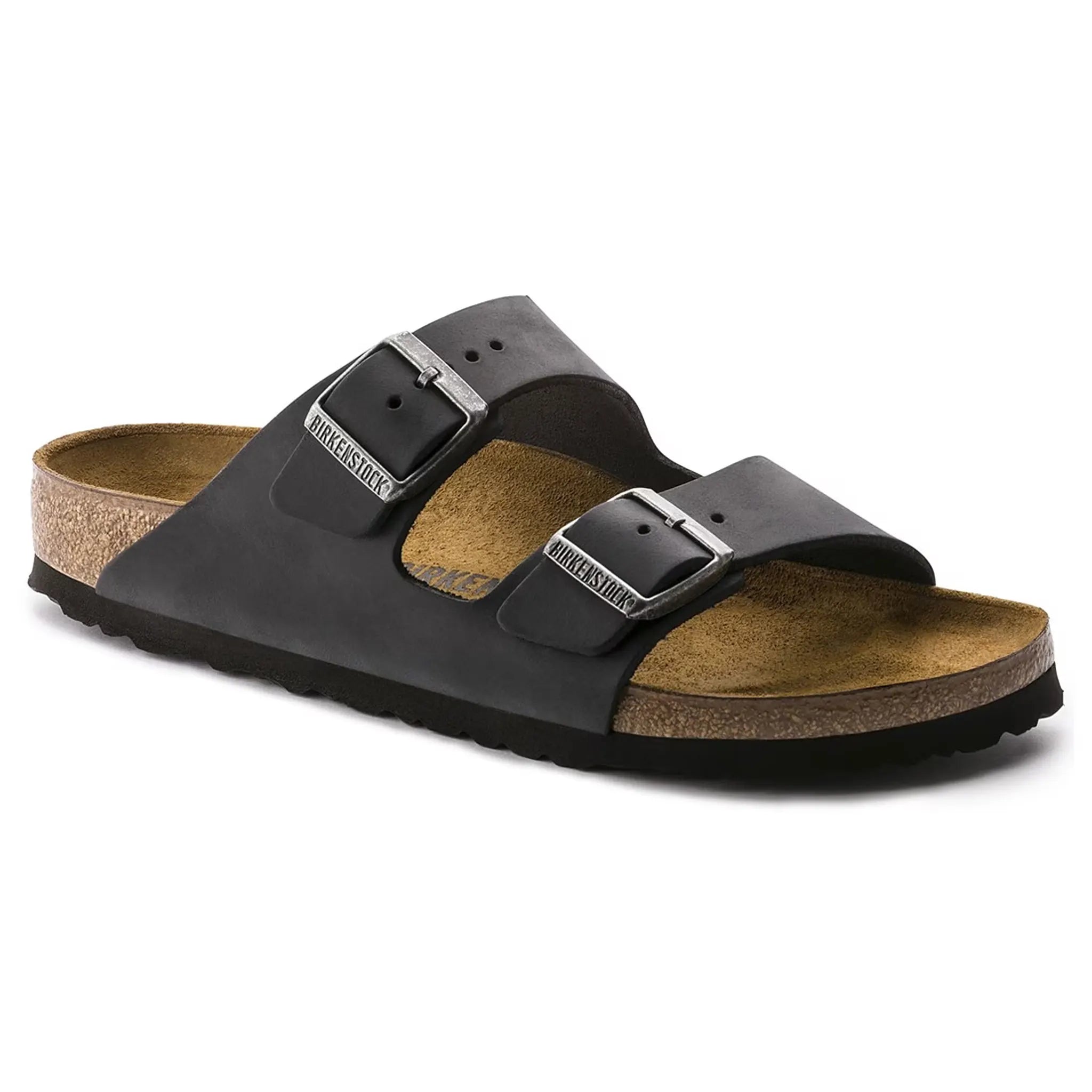 Birkenstock Arizona Oiled Leather Sandals for Women & Men - Comfortable Black Slide Sandals for Walking, Travel & Summer Outfits