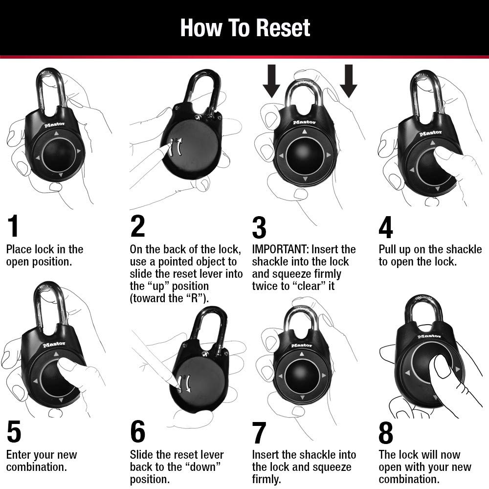 Master Lock 1500iD Black Directional Combination Padlock - Set Your Own Code | Secure Lockers, Gym Bags & Storage Units