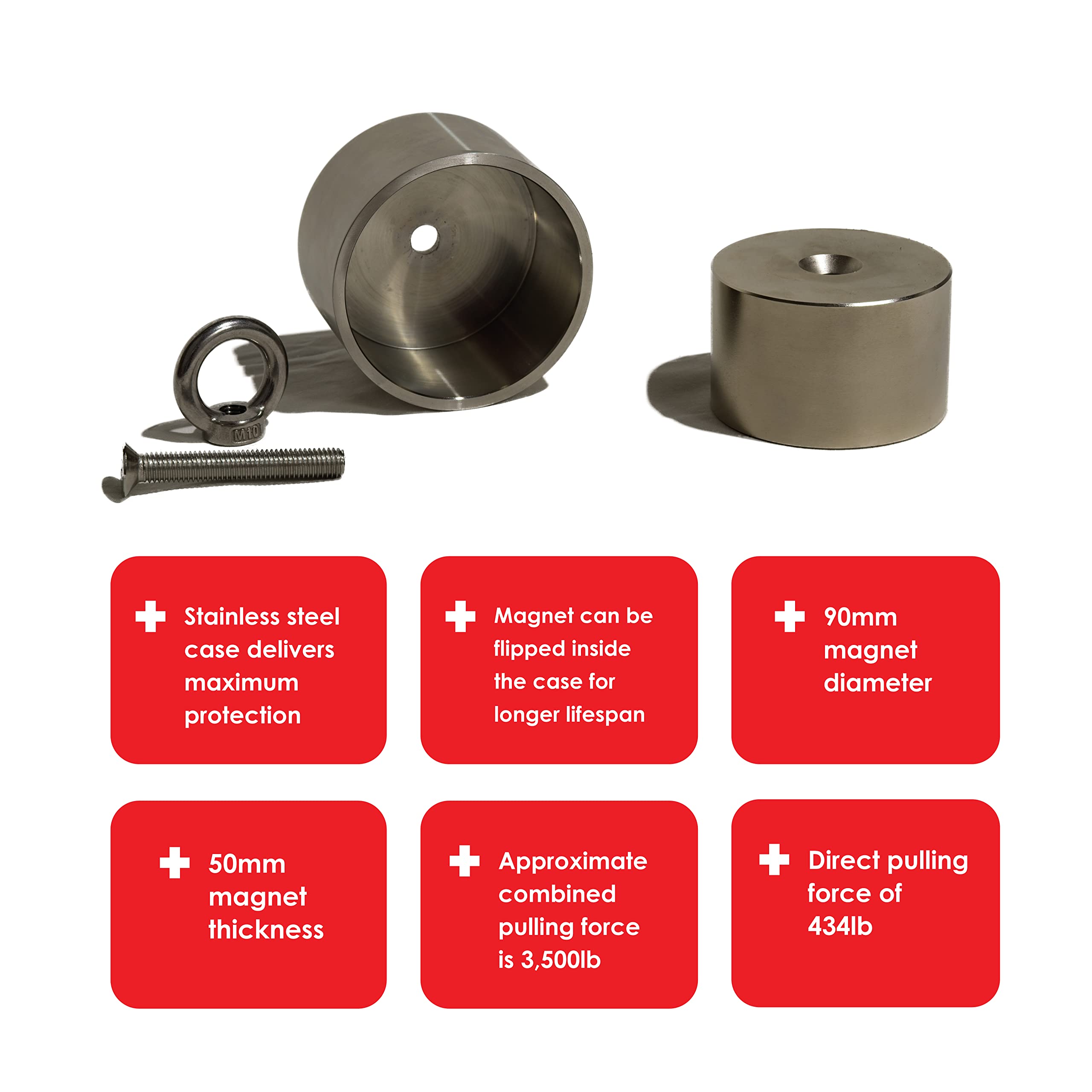 Brute Magnetics 3500lb Boss 360 Magnet Fishing Kit with 360° Magnet, Threadlocker & Accessories - Heavy Duty Underwater Treasure Hunting for Rivers, Lakes & Oceans - Perfect for Salvage, Recovery & Outdoor Adventures