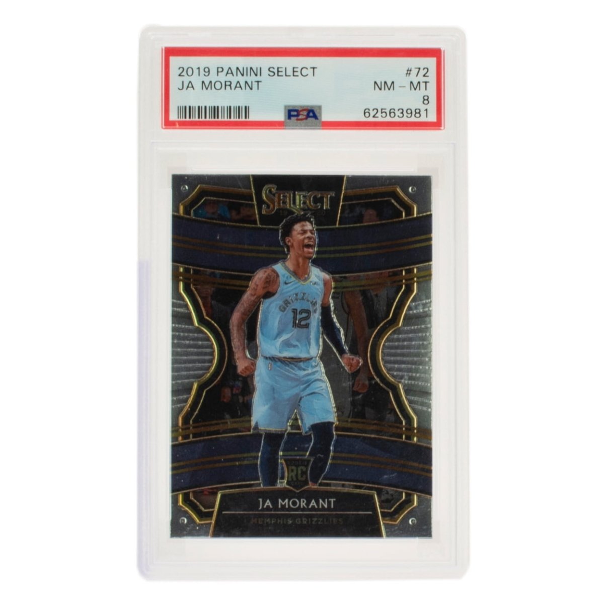 Ja Morant 2019 Panini Select #72 Memphis Grizzlies Rookie Basketball Card - Near Mint to Mint Condition (Grade 8) - Perfect for NBA Collectors, Sports Memorabilia Fans & Card Grading Enthusiasts