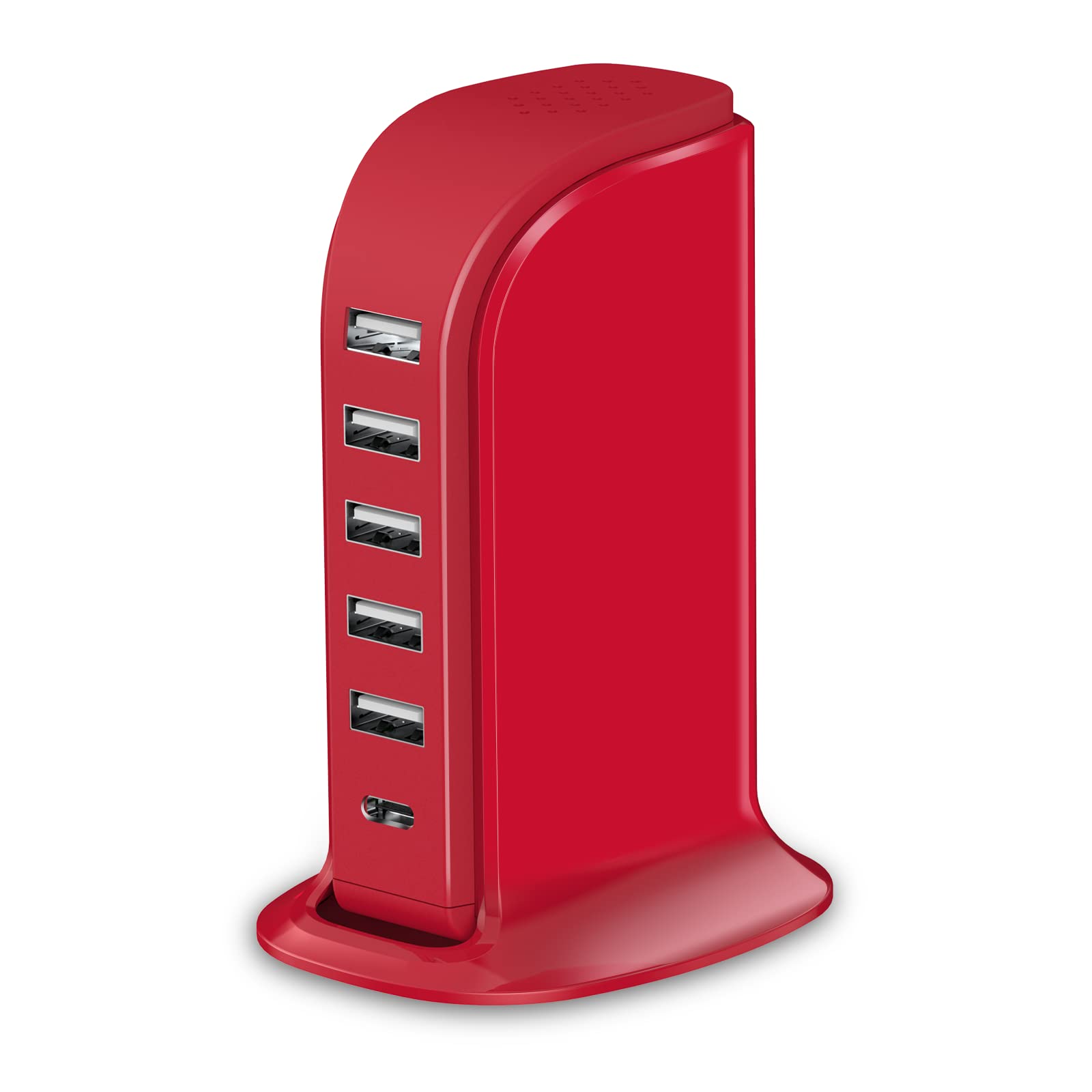 6-Port USB Wall Charger 40W Fast Charging Station with Type C & 5ft Power Cord - Smart Home Device Charger for iPhone, iPad, Android Phones & Accessories | Perfect for Office, Bedroom, Travel & Multi-Device Charging