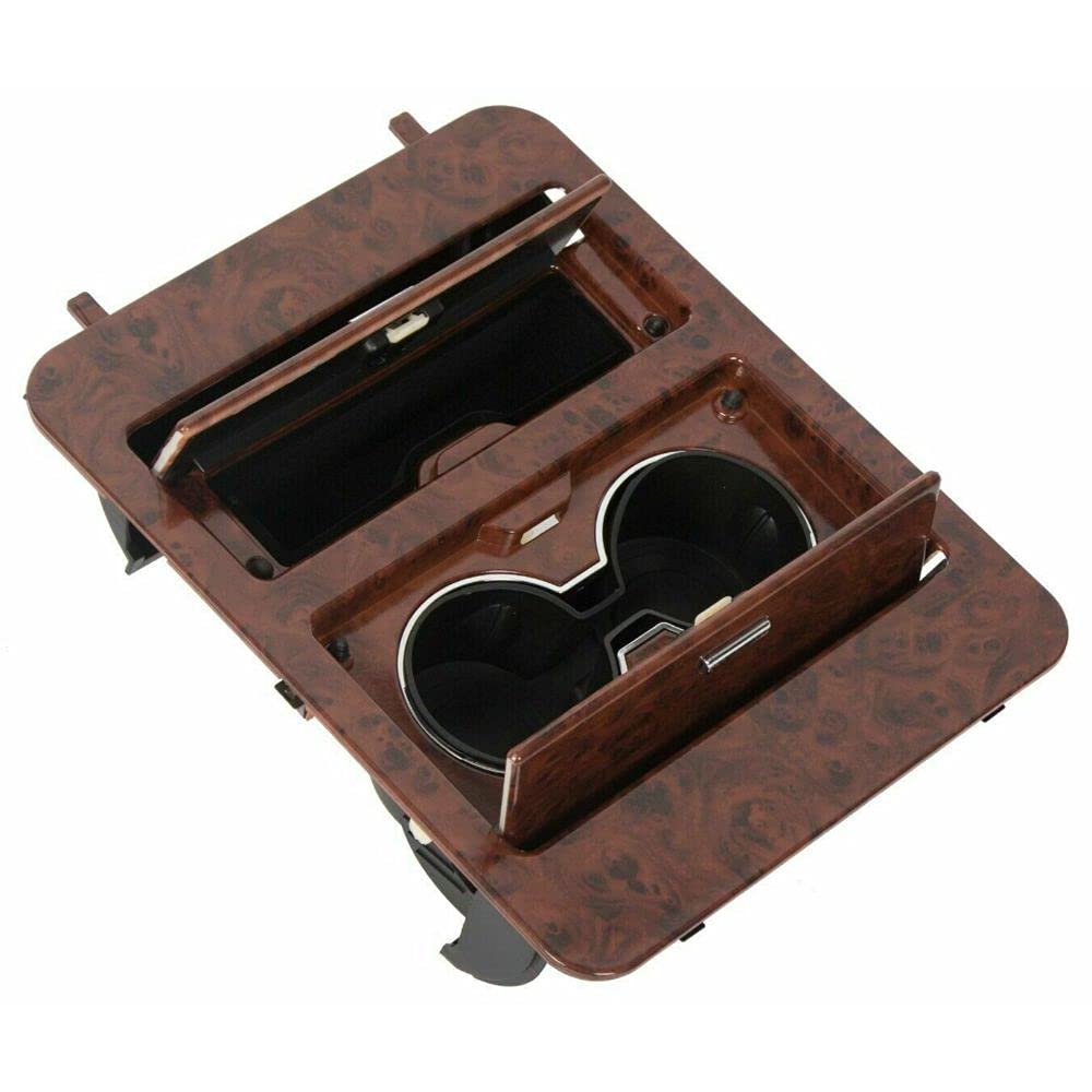 KTXX Woodgrain Center Console Cup Holder Organizer - Universal Fit for Full Size Cars & Trucks - Perfect for Road Trips, Commuting & Daily Driving