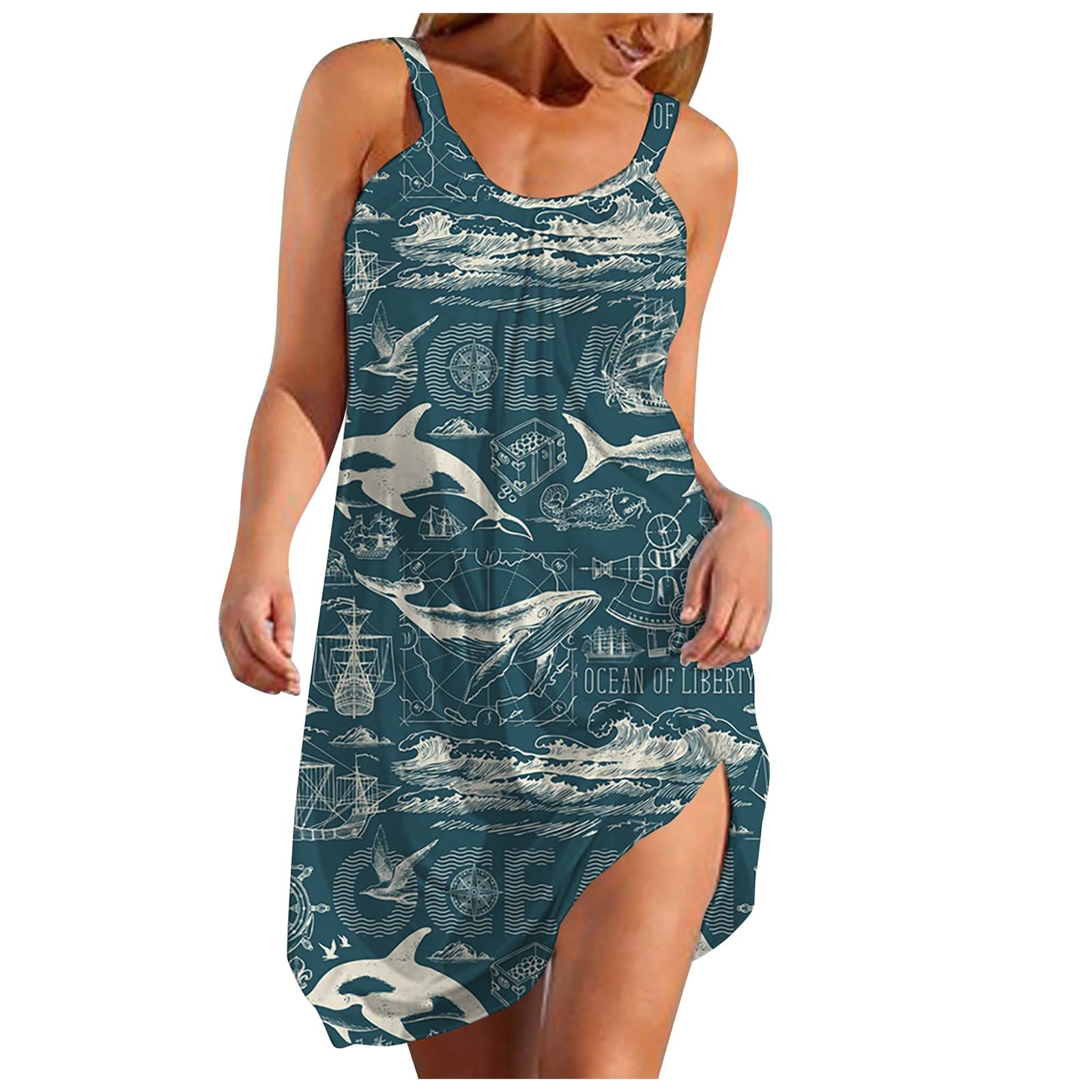 Sexy Summer Dresses for Women - Beach Sleeveless Cartoon Print Dress for Vacation & Party