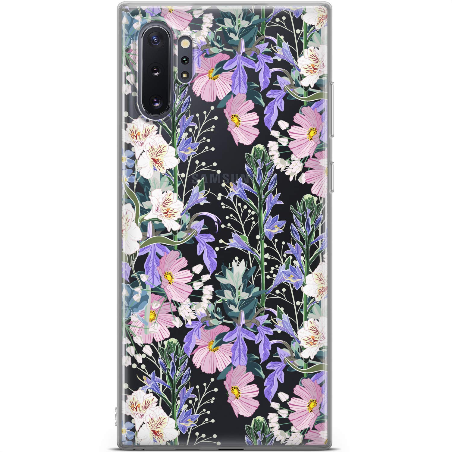 Samsung Galaxy S24 S23 Ultra S22 5G Plus S21 FE S20 S10 Case - Slim TPU Protective Phone Cover with Meadow Cosmos Flowers & Wildflowers Botanical Design | Cute Floral Silicone Case for Women, Everyday Use & Gift Giving