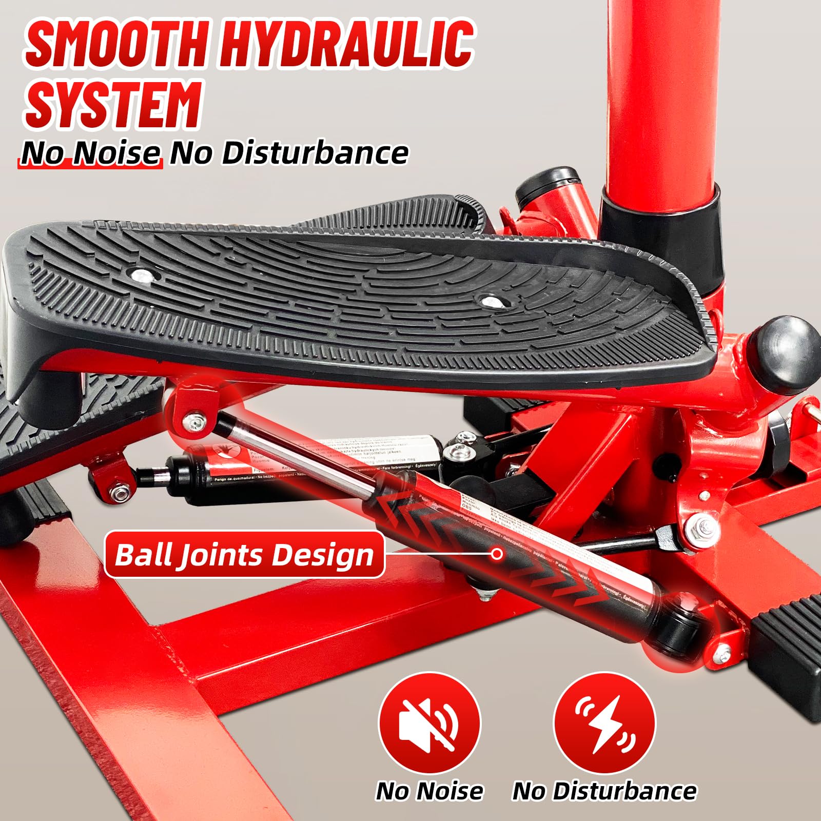 Mini Stepper with Handlebar & Resistance Bands - 330lbs Capacity Twist Stepper Machine for Home Cardio, Full-Body Workout & Fitness - Perfect for Small Spaces, Office Exercise & Weight Loss (Red)