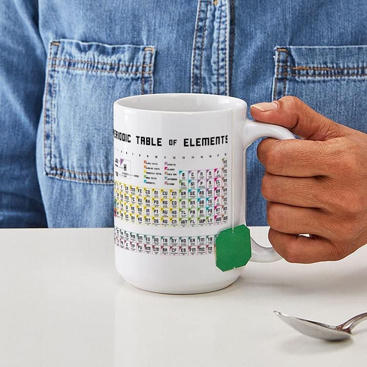 Periodic Table of Elements 15 oz Ceramic Coffee Mug - Science Teacher Gift, Chemistry Student Present, Office Desk Cup for Hot & Cold Drinks