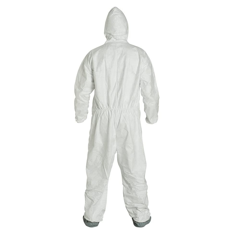 DuPont Tyvek 400 TY122S Disposable Protective Coverall with Hood & Boots - Chemical Resistant Full Body Suit for Industrial Safety, Healthcare & Hazardous Work Environments