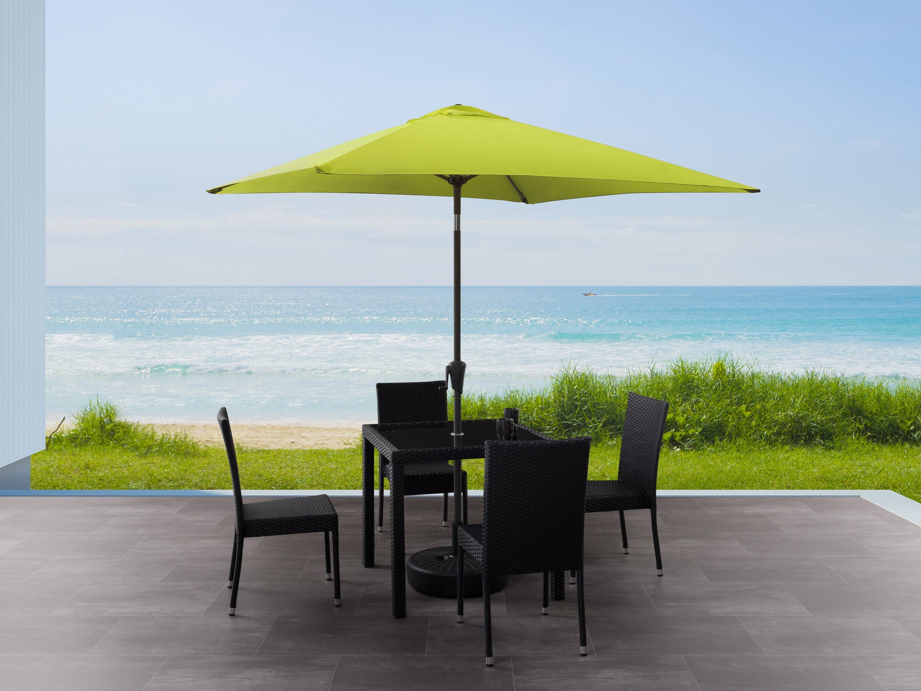 9ft Square Lime Green Patio Umbrella - UV Protection Outdoor Market Umbrella for Pool, Garden, and Backyard Relaxation