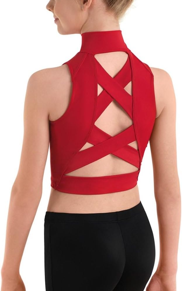 Balera Women's & Girls' Criss-Cross Strap Dance Crop Top - Breathable Workout Shirt for Yoga, Ballet, Gym & Performance