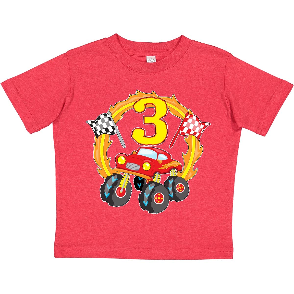 Inktastic Monster Truck 3rd Birthday Toddler T-Shirt - Cute Boys' Graphic Tee for Birthday Party & Playtime