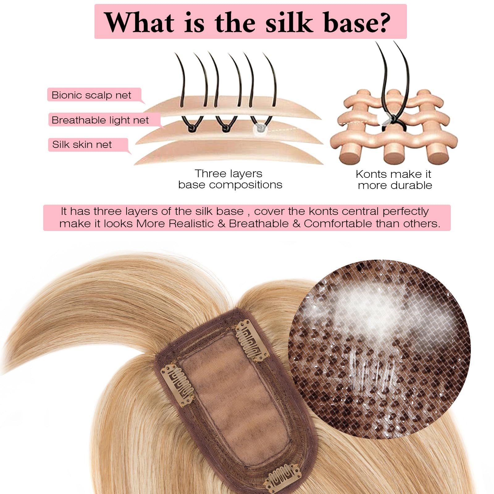SEGO 100% Real Human Hair Toppers with Bangs - Silk Base 150% Density Clip-in Hairpiece for Women (2.7”x5.1”) - Thinning Hair & Hair Loss Solution - Gray Hair Coverage - Perfect for Daily Wear, Special Occasions & Confidence Boosting