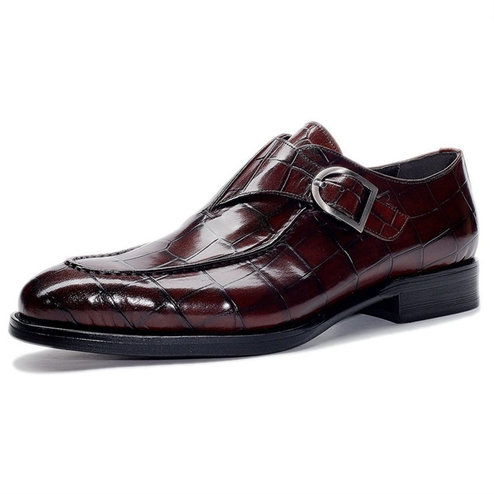 Men's Oxford Dress Shoes - Non-Slip Monk Strap Lace-Up Formal Shoes with Round Toe & Rubber Sole | Perfect for Business, Office, Wedding & Special Occasions