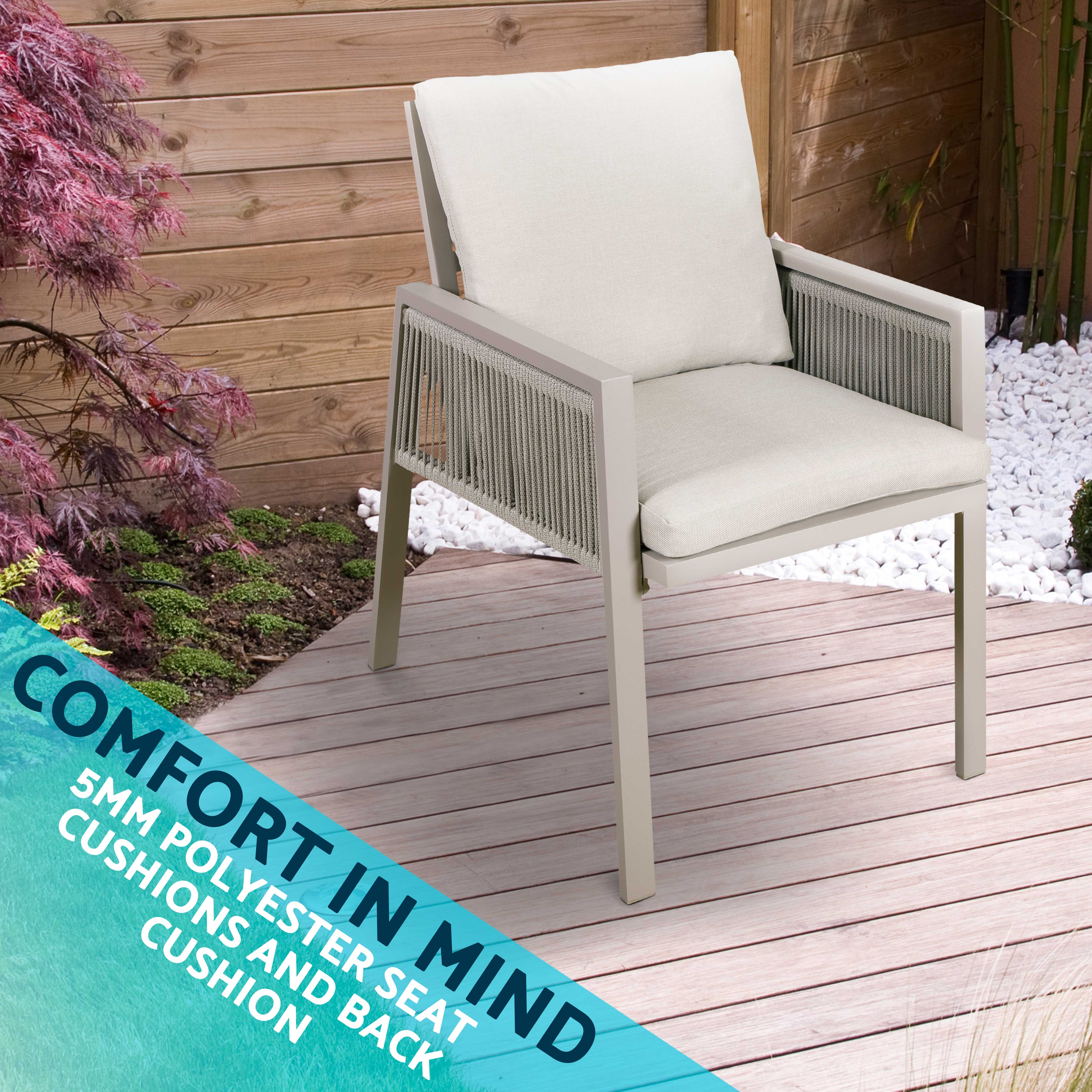 Fusion 4-Piece Aluminum Patio Dining Chairs Set with Armrests - Light Grey DG50 for Outdoor Garden, Backyard, and Poolside Relaxation